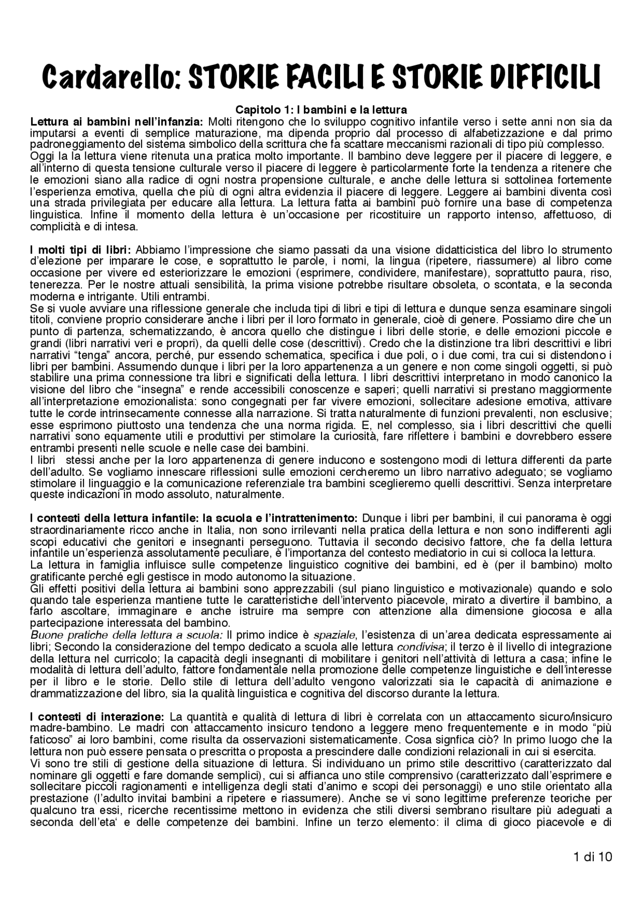 Storie facili e storie difficili Docsity