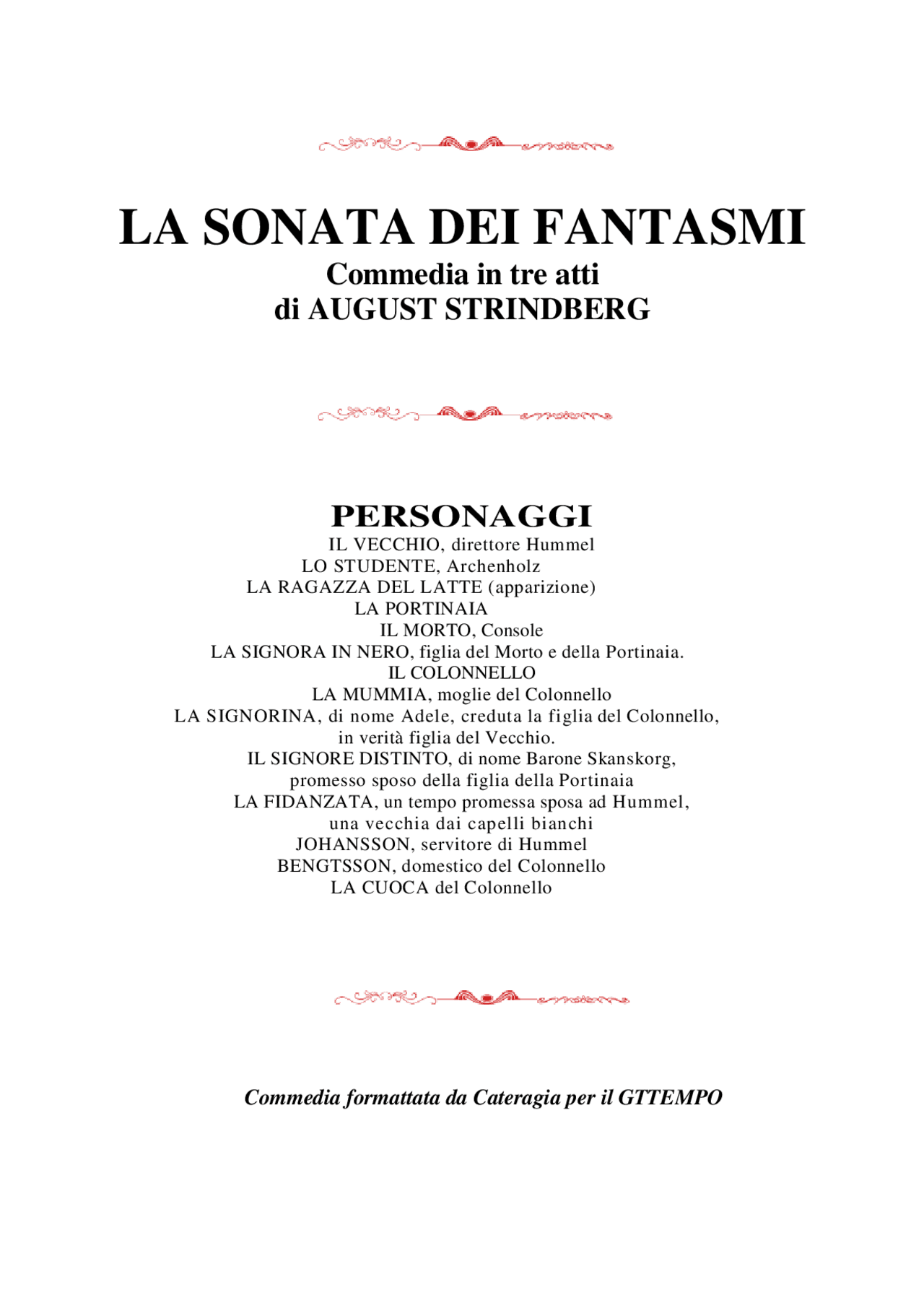 La Sonata Dei Fantasmi Strindberg Docsity