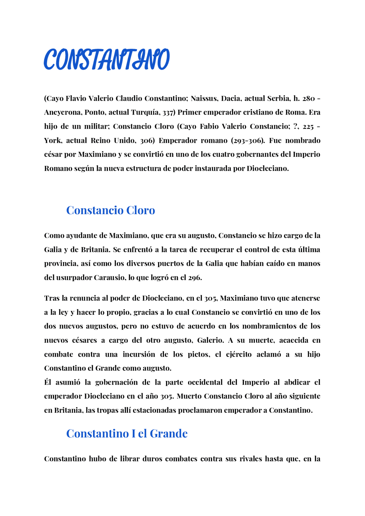 Constantino El Grande Docsity