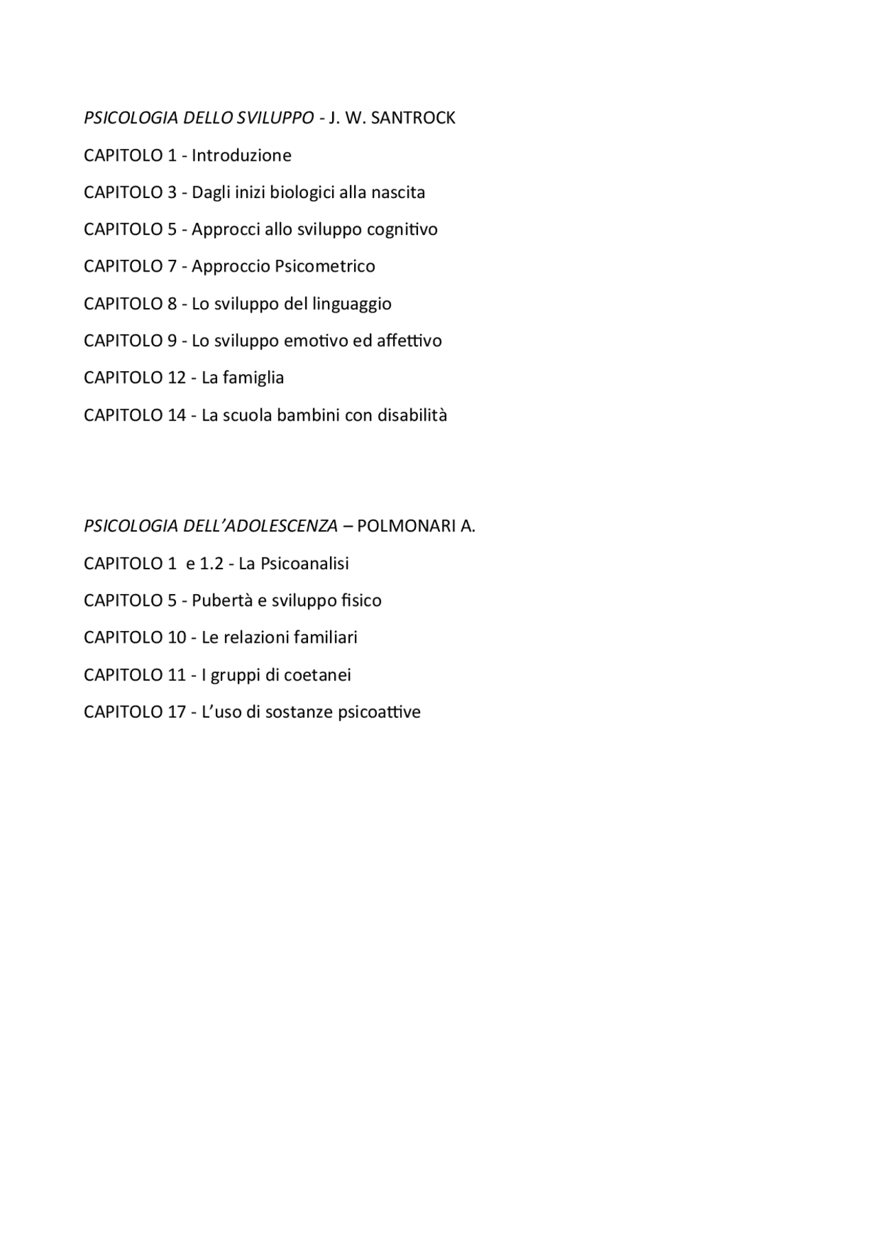 Guida a Psicologia dello Sviluppo UniPG Docsity
