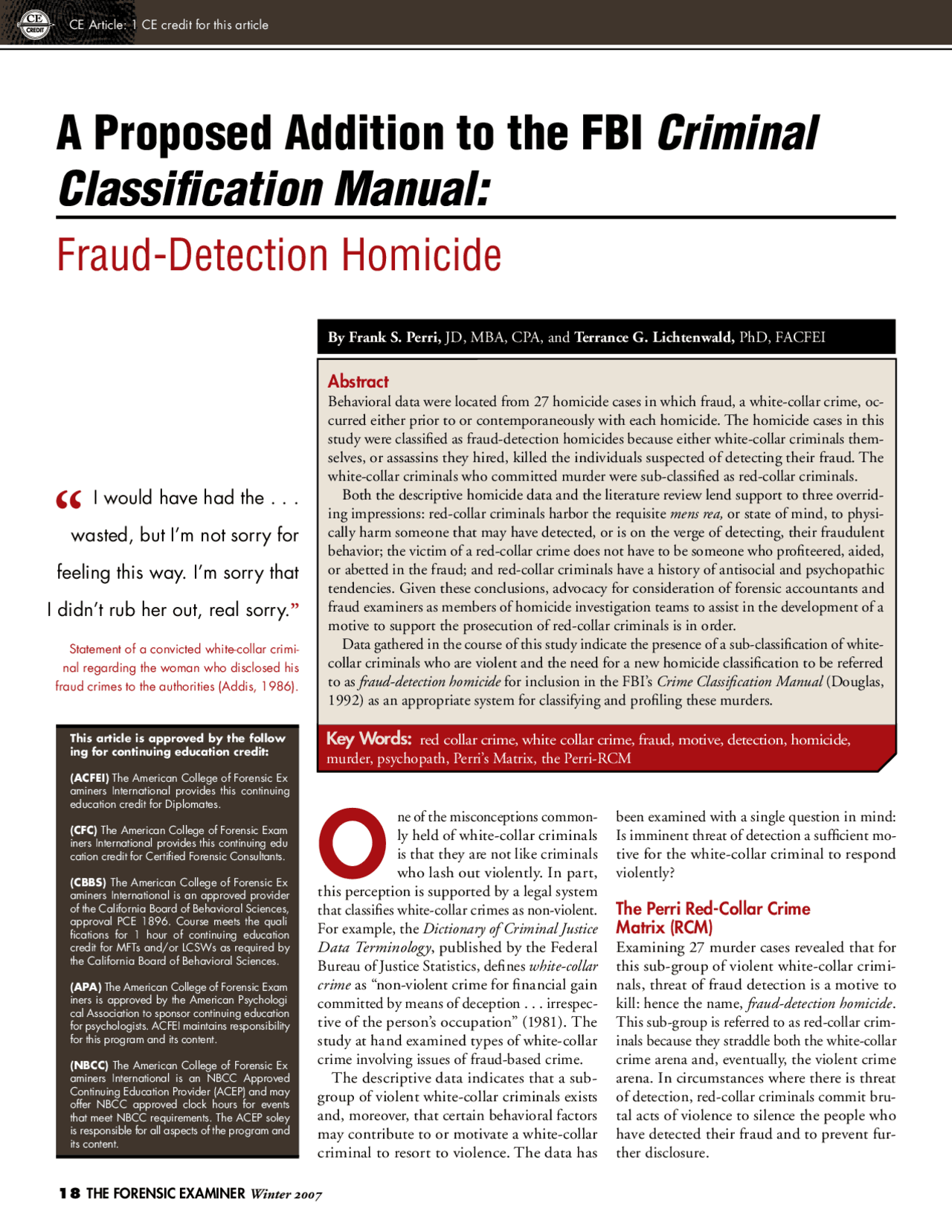 FBI-CRIMINAL CLASSIFICATION MANUAL - Docsity