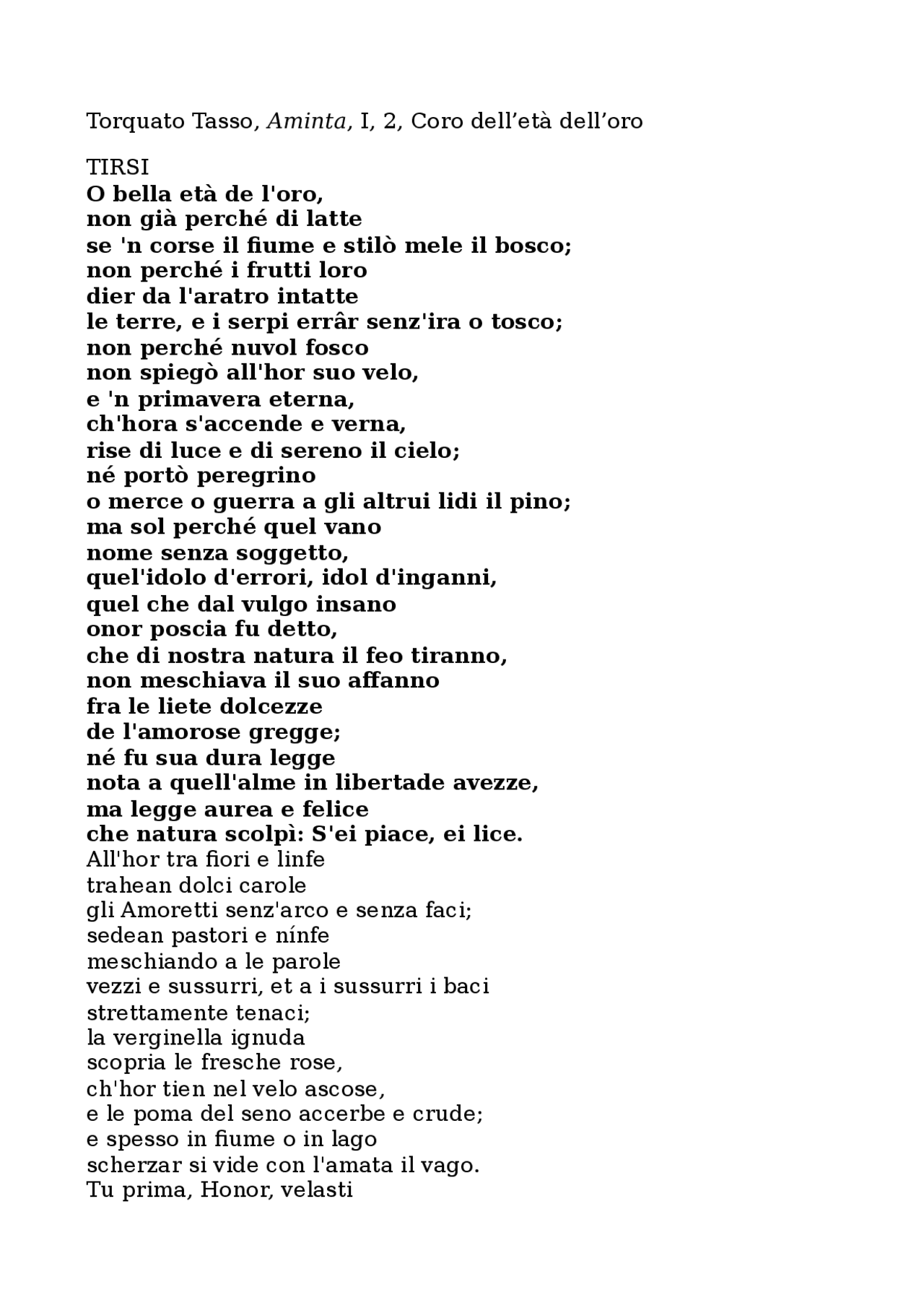 Parafrasi O Bella Età Dell Oro