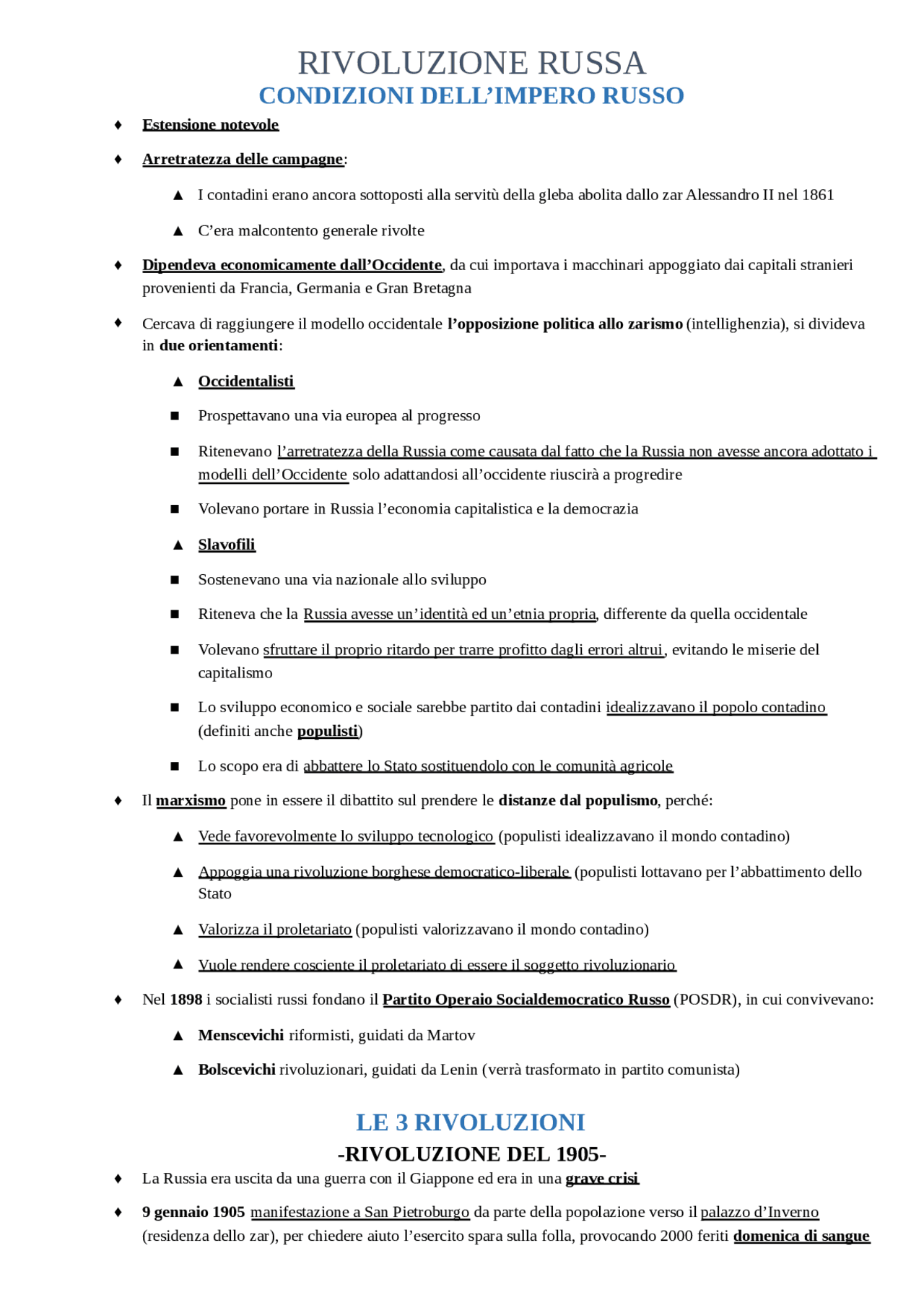 Rivoluzione Russa - storia prof Vittorio Perego - Docsity