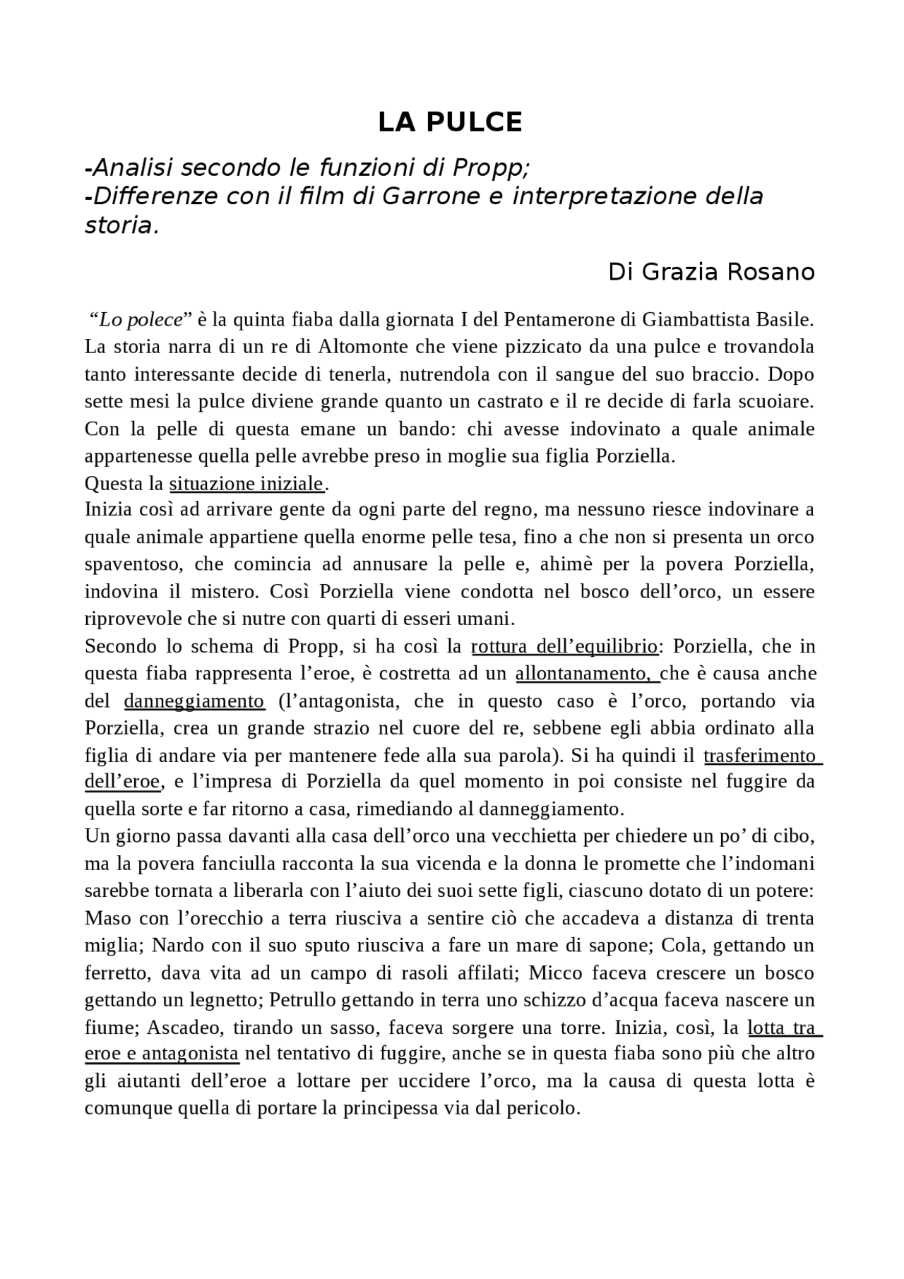 "La pulce" di Giambattista Basile Appunti di Letteratura Italiana