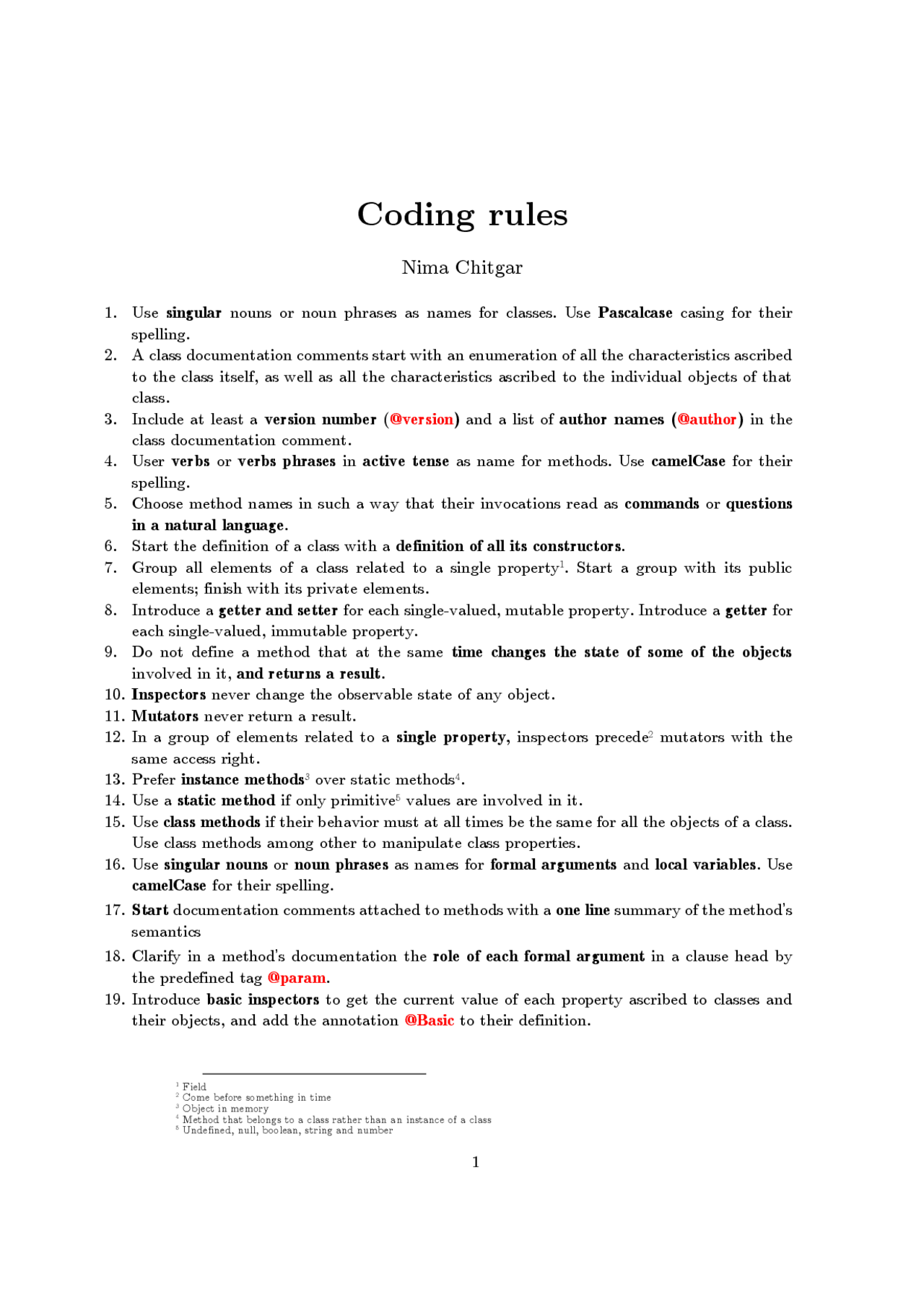 Object oriented programming coding rules - Docsity