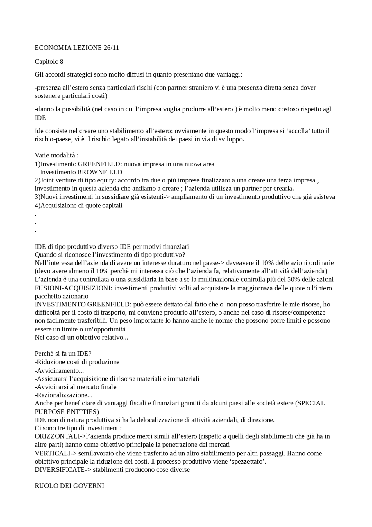 Economia, gli ide e le loro modalità - Docsity