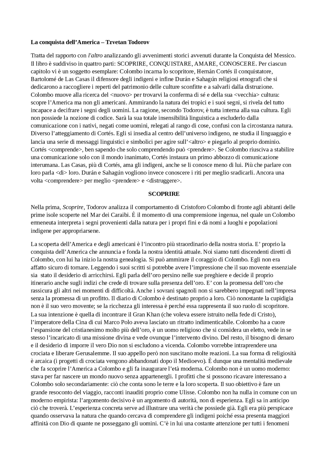 La conquista dell'America, il problema dell'altro Todorov Appunti di Antropologia Docsity La conquista dell'America, il problema dell'altro Todorov Appunti di Antropologia Docsity