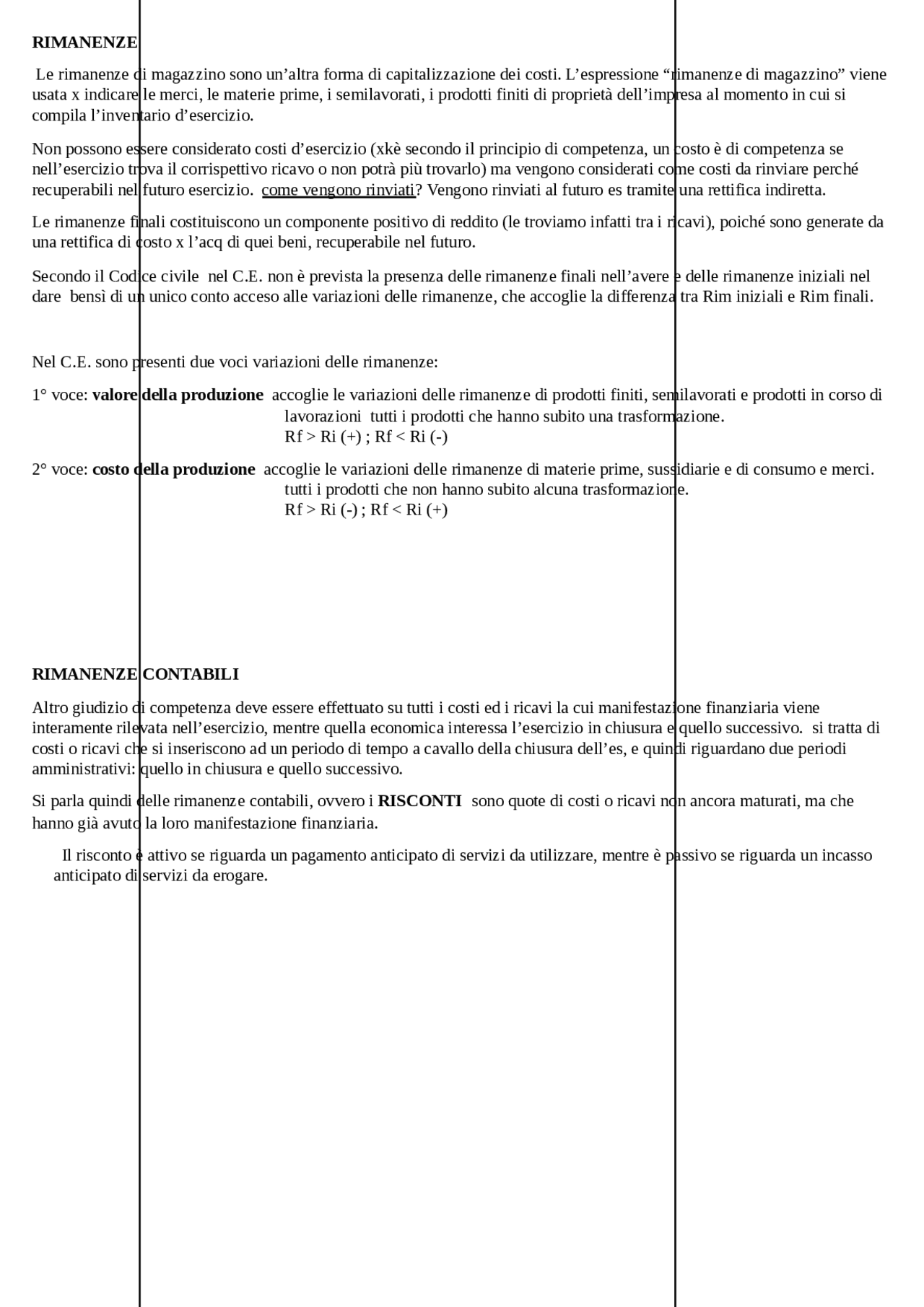 Rimanenze di magazzino - Docsity