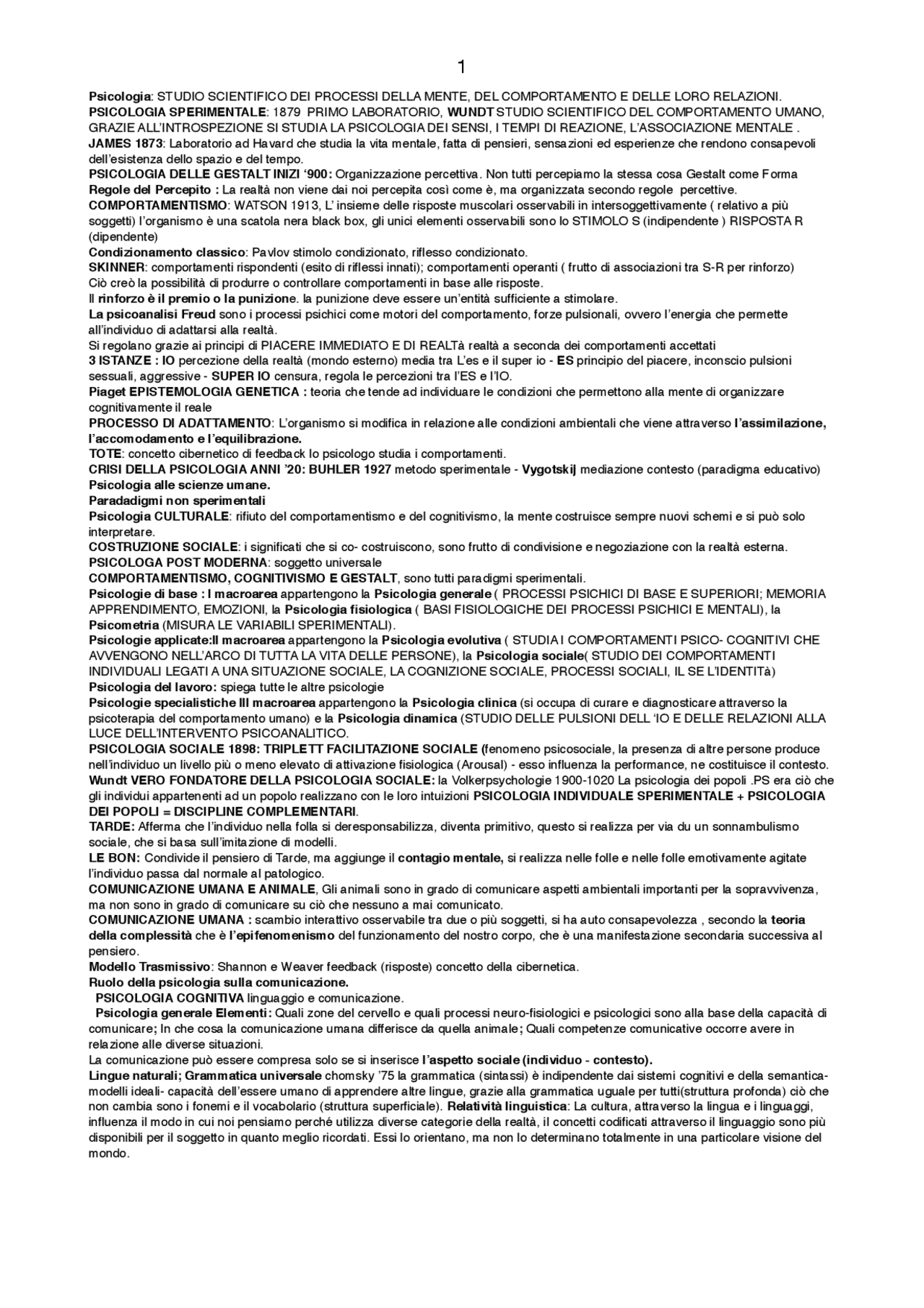 Psicologia generale - psicologia delle gelstat - Docsity