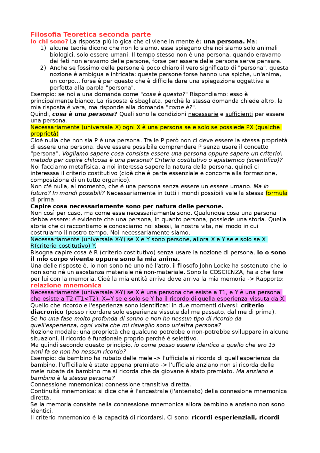 Filosofia teoretica seconda parte Docsity