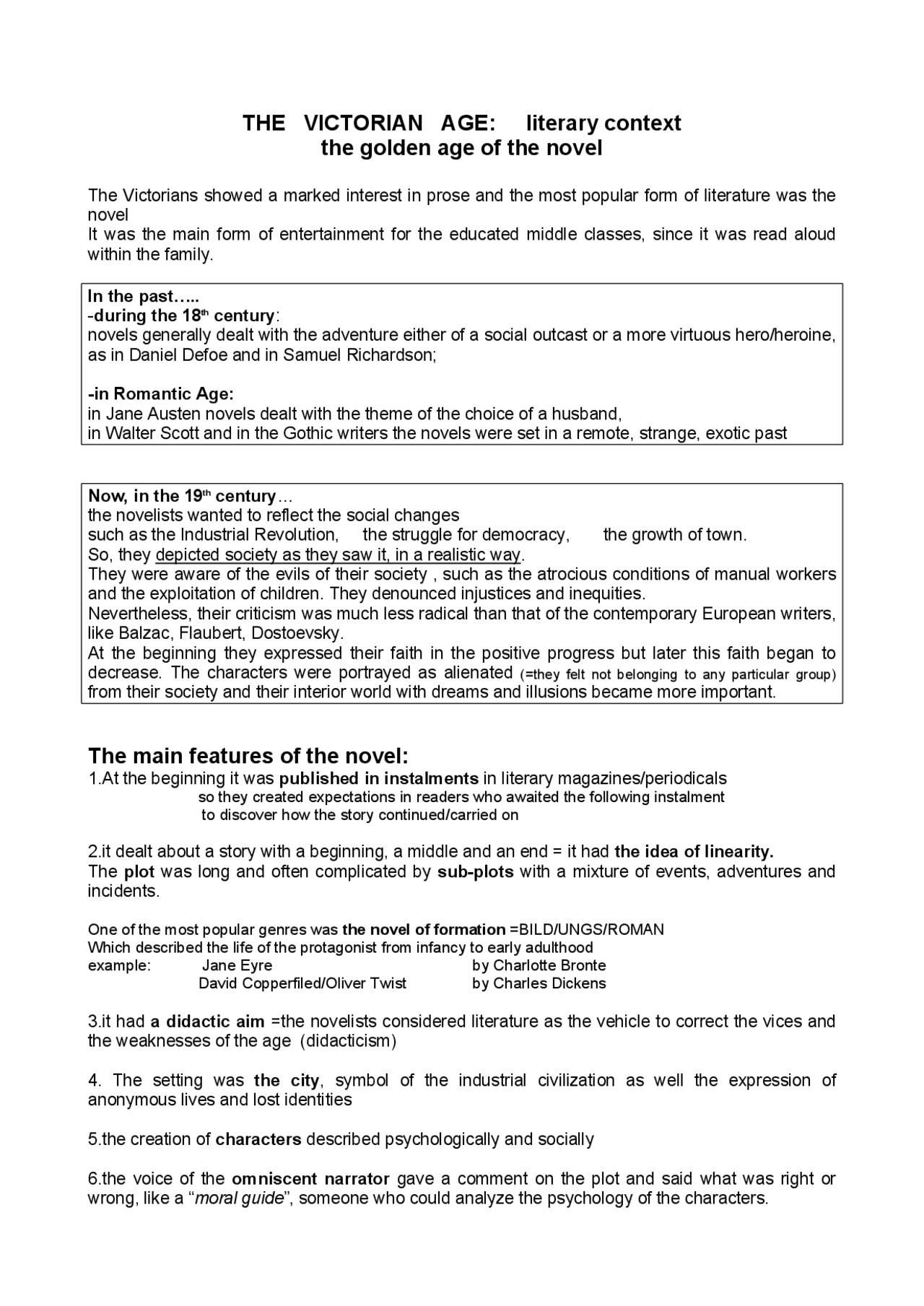 Victorian age + the features of the novel Docsity
