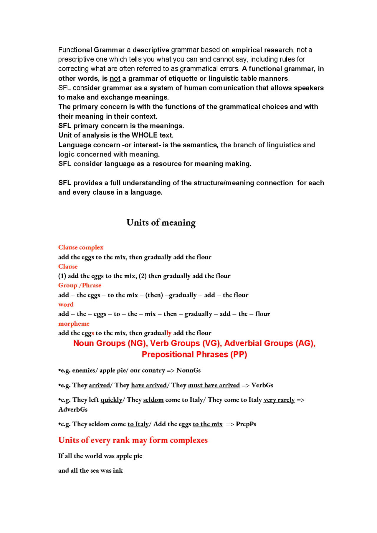 Functional Grammar 1 - Docsity