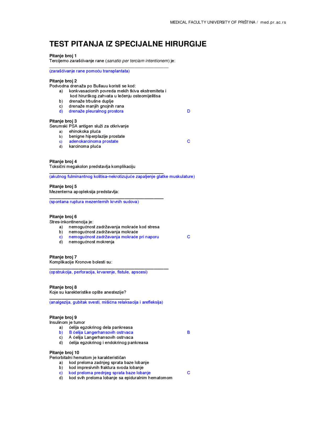 Ispitna Pitanja Iz Hirurgije Pametno