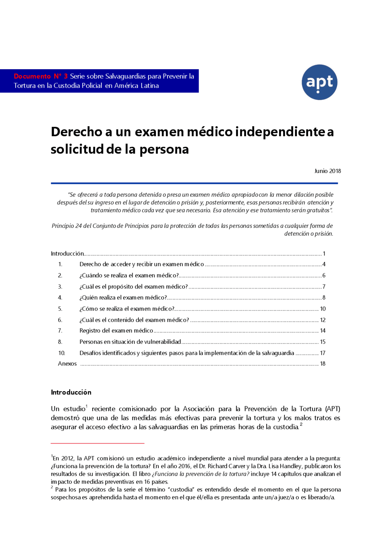 Derecho a un examen médico independiente a solicitud de la persona