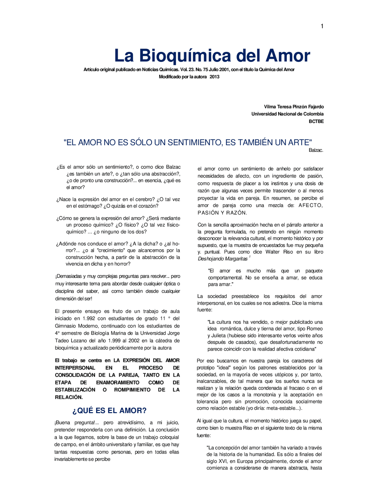 La Bioquimica Del Amor Docsity
