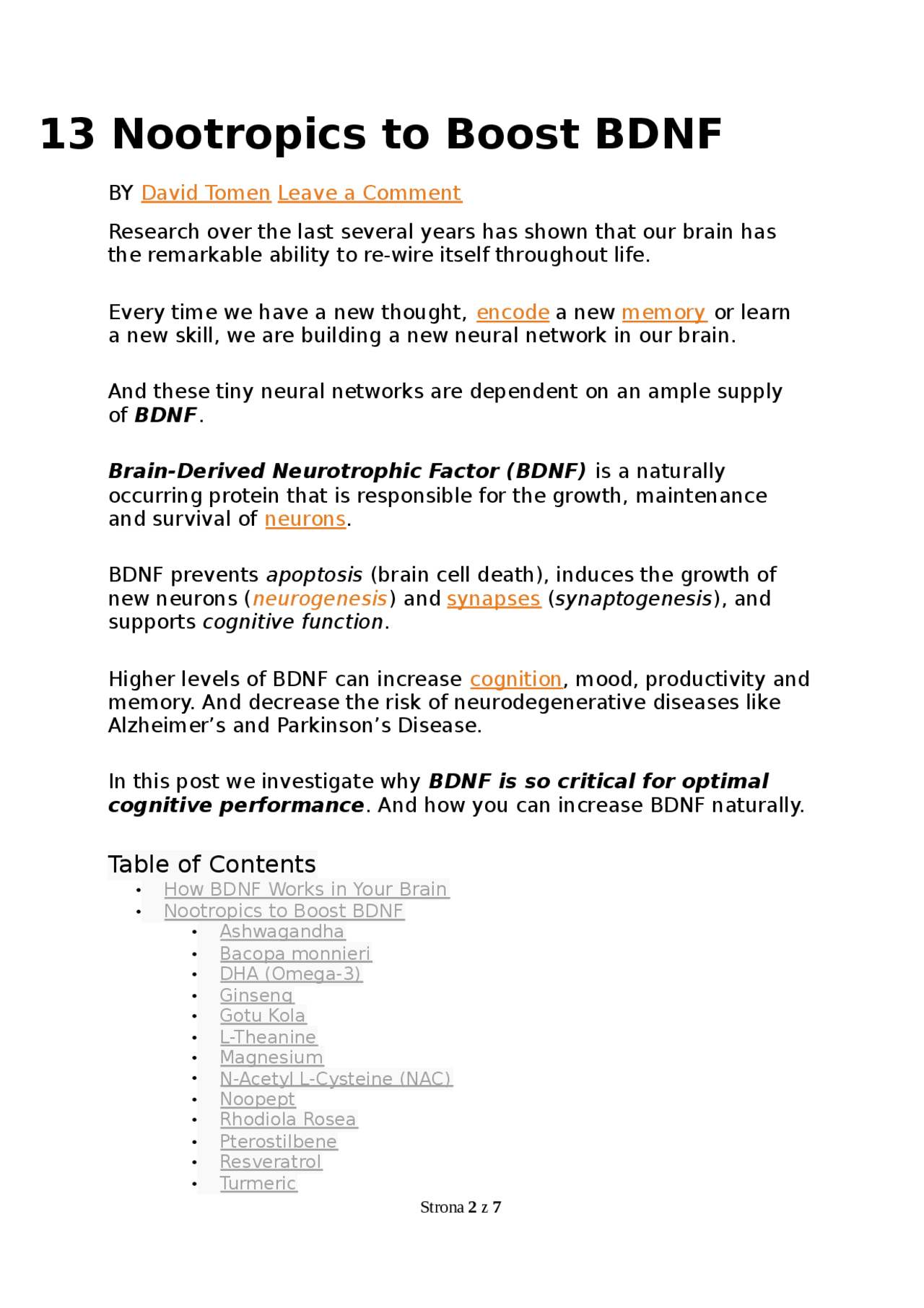 13 Nootropics to Boost BDNF - Docsity