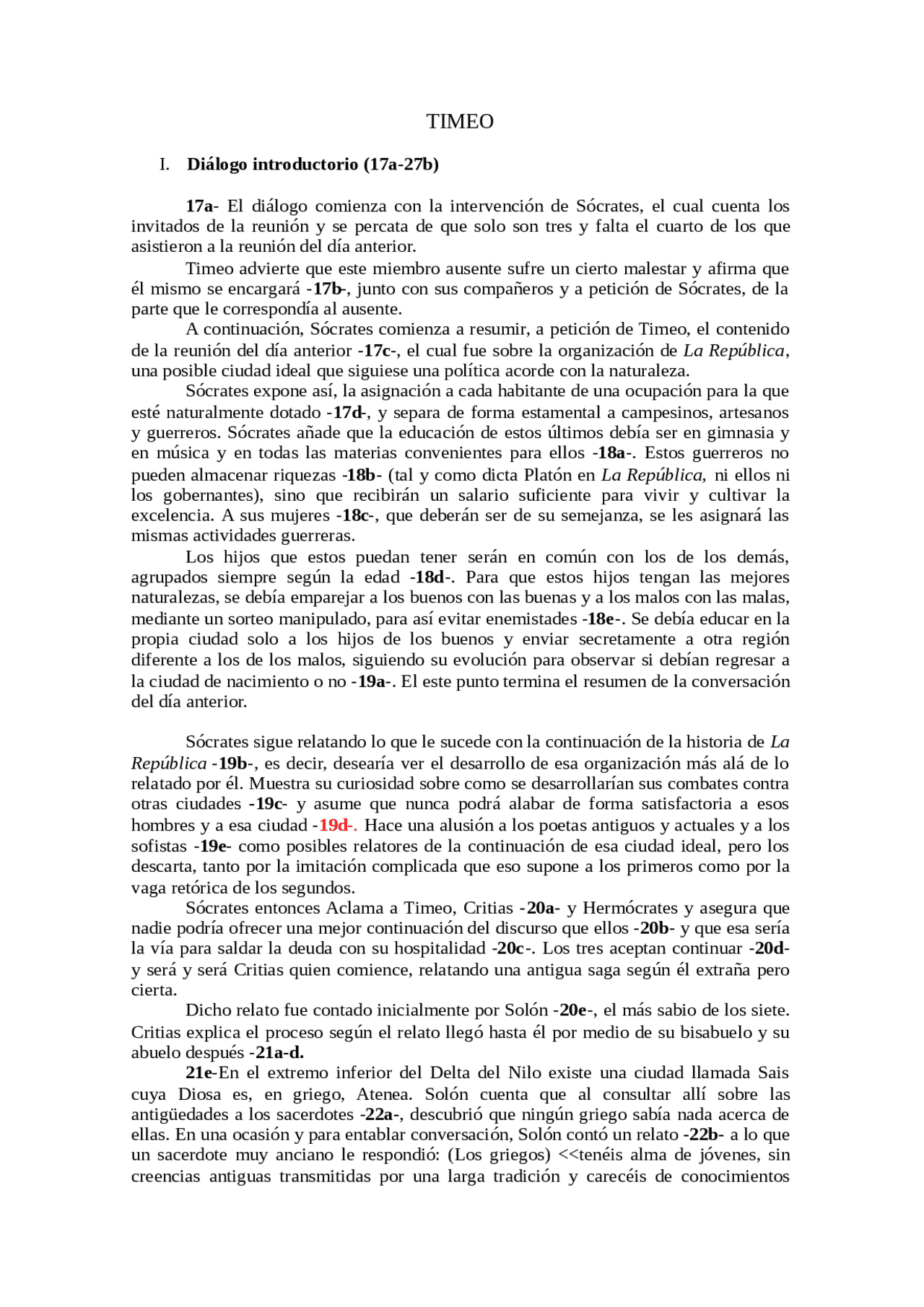 Trabajo Resumen Del Timeo De Platon Docsity