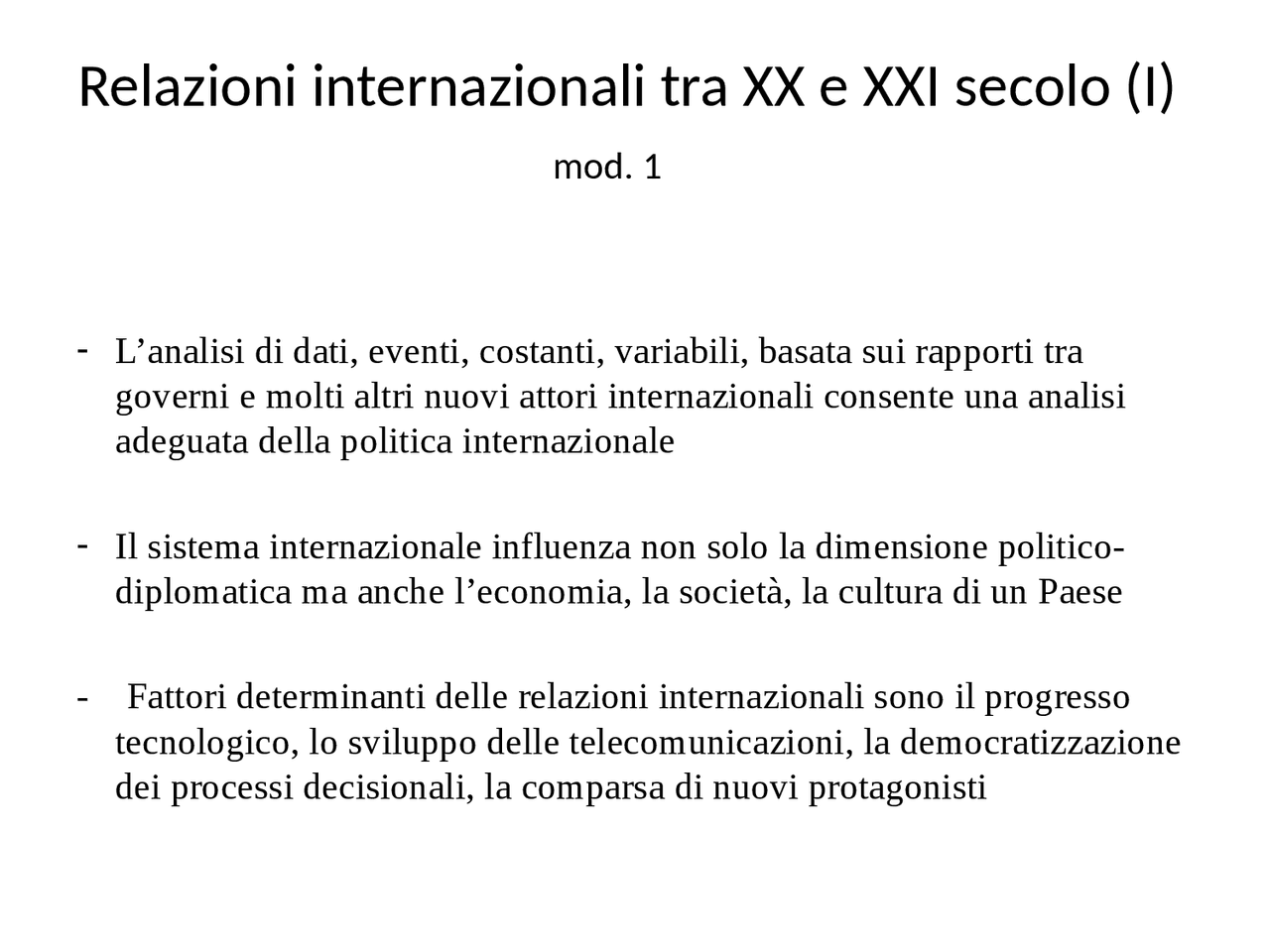 Relazioni internazionali - Docsity