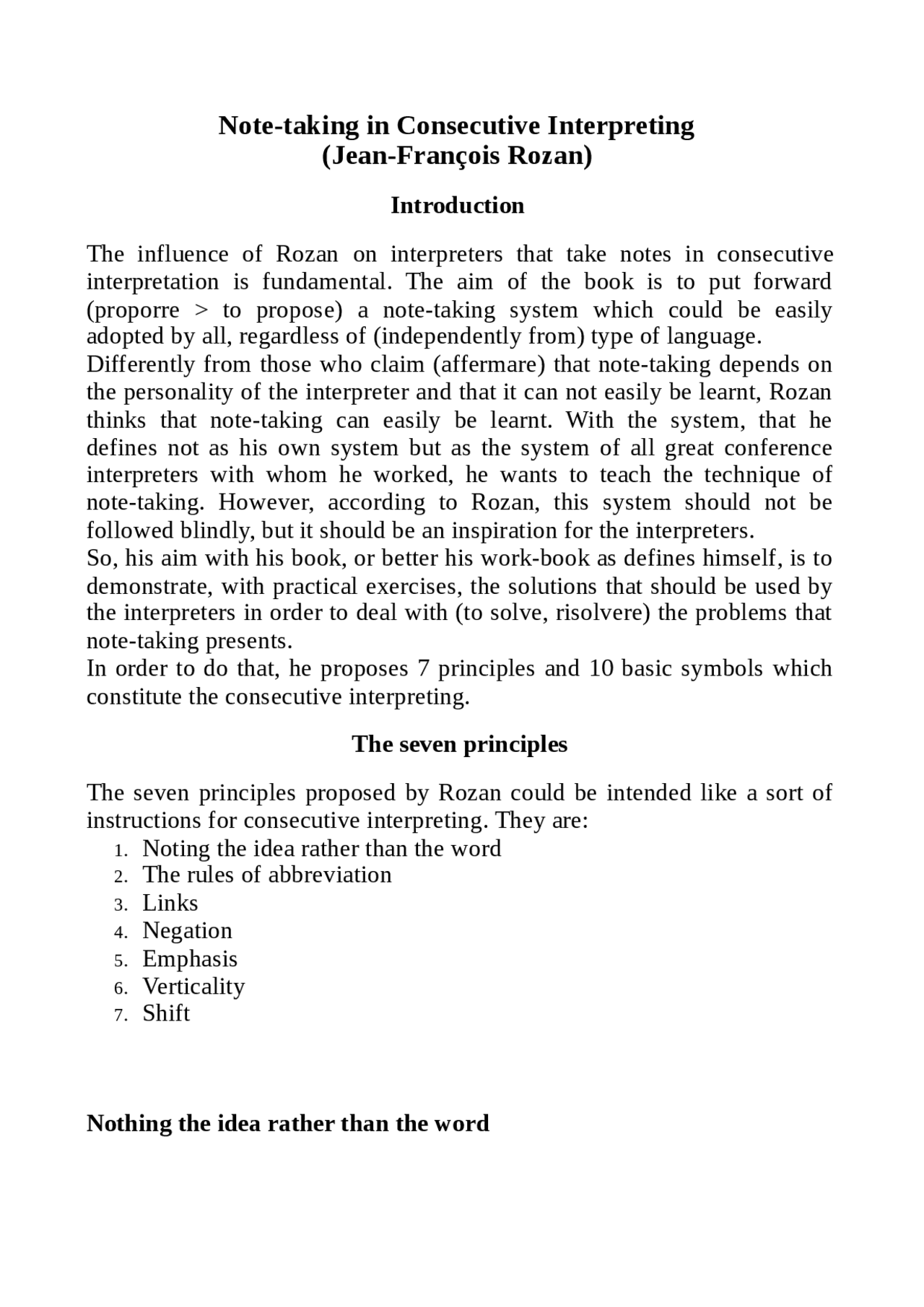 Note Taking Rozan Method Note taking riassunti Rozan | Appunti di Lingua Inglese | Docsity