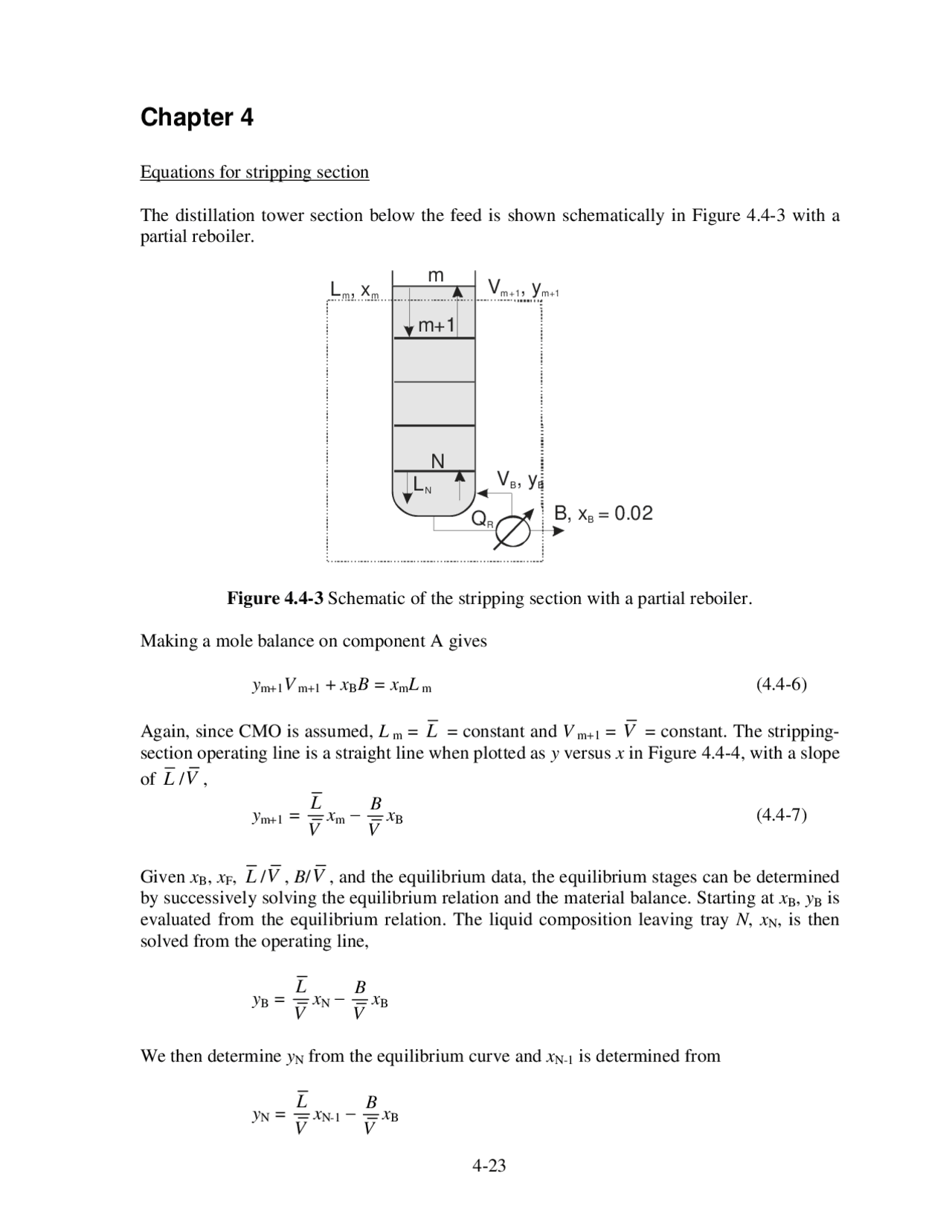 Equations for stripping section Docsity
