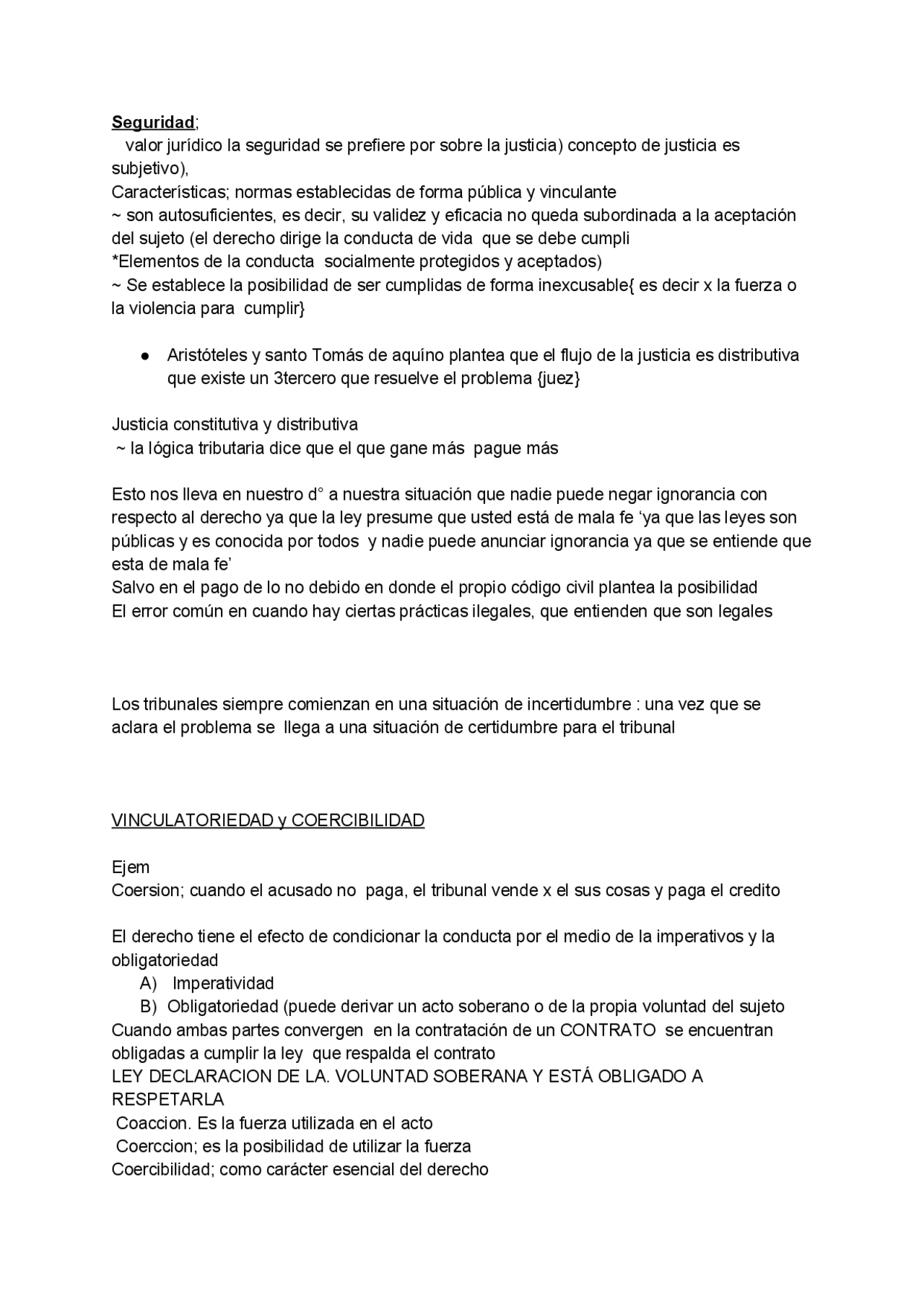 Seguridad jurídica, coercion y coacción, la ley Apuntes de Derecho