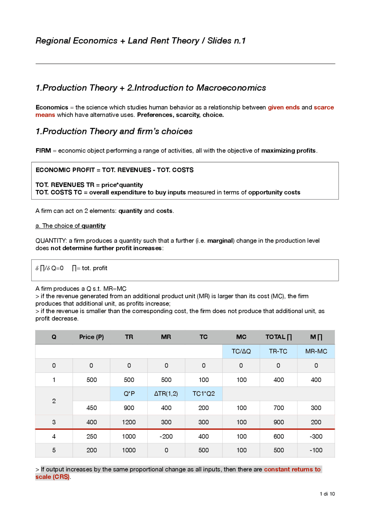 Riassunto regional economics + land rent theory - Prof. Capello- POLIMI ...