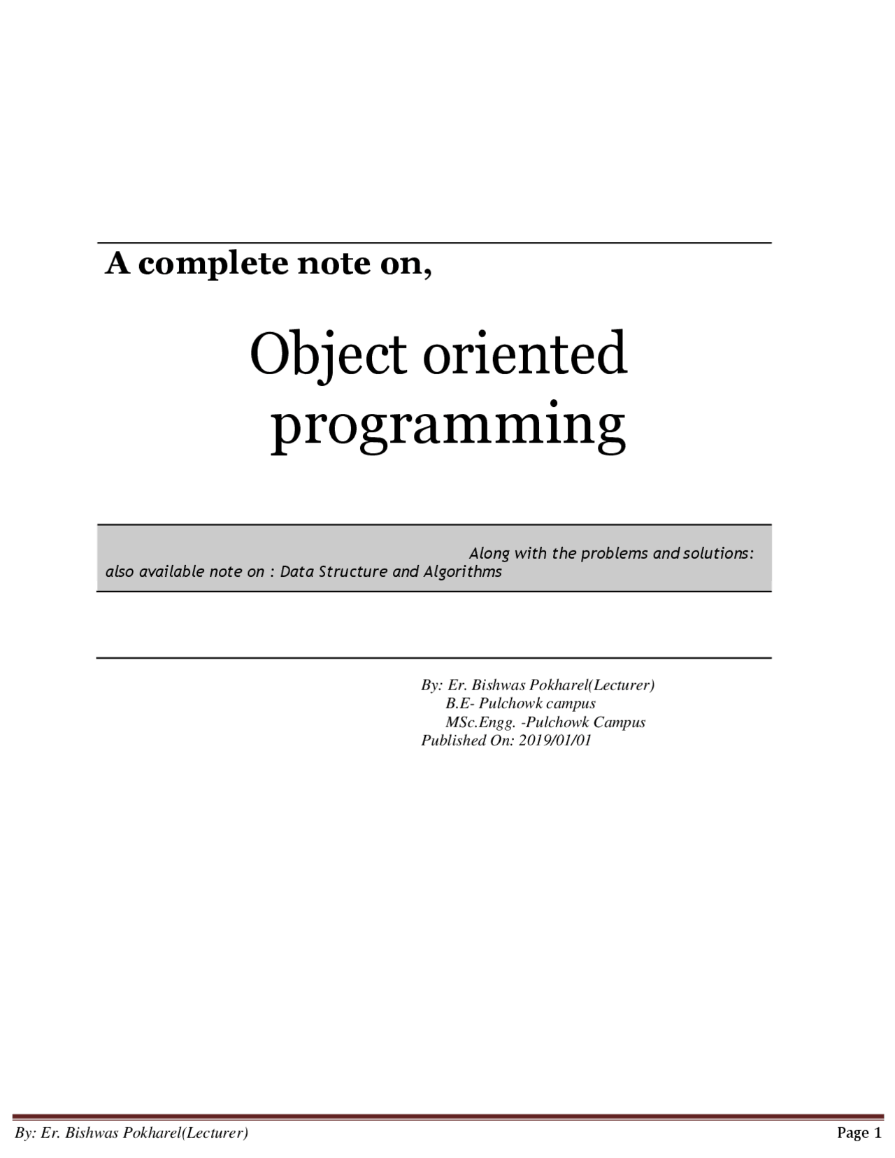 A complete note on OOP(C++) which is the basic understanding for object ...