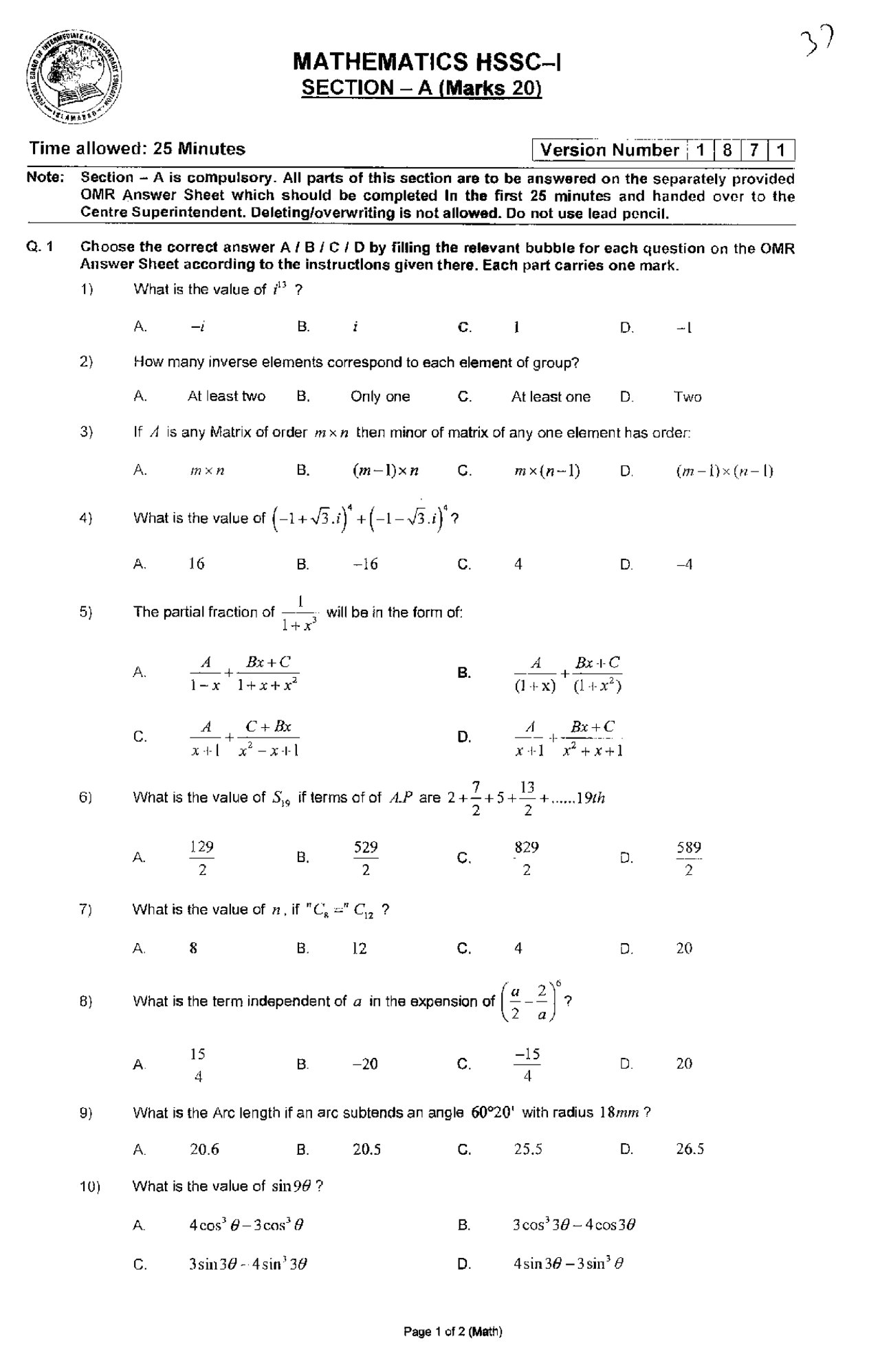 Mathematics X mathematics-x