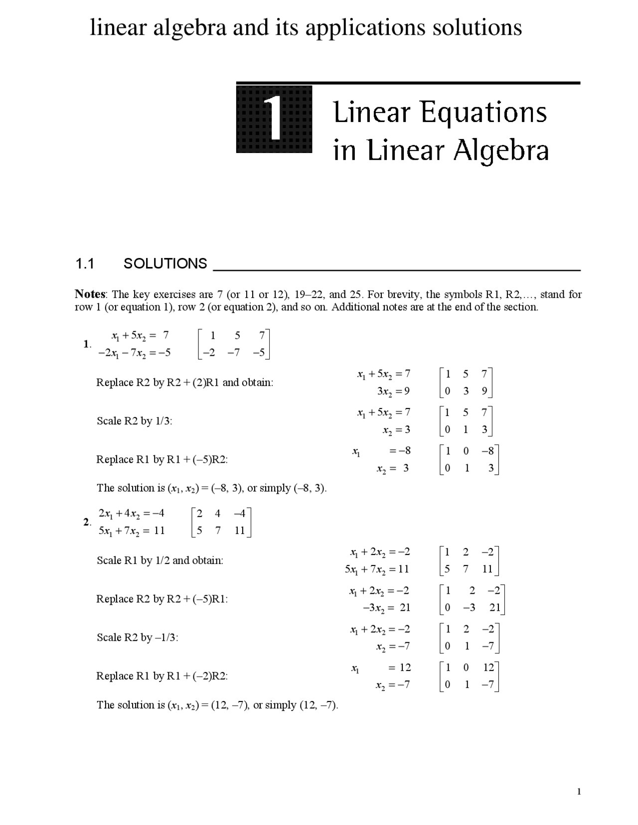 Linear algebra and its applications solutions - Docsity