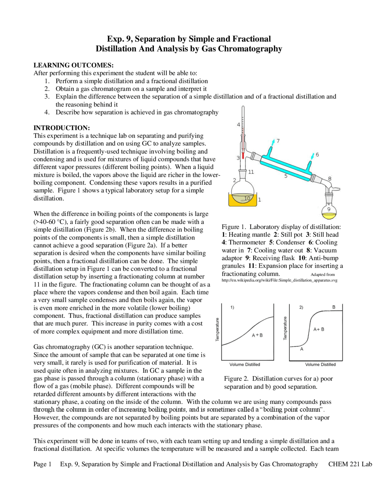 Simple and fractional distillation lab report - Docsity