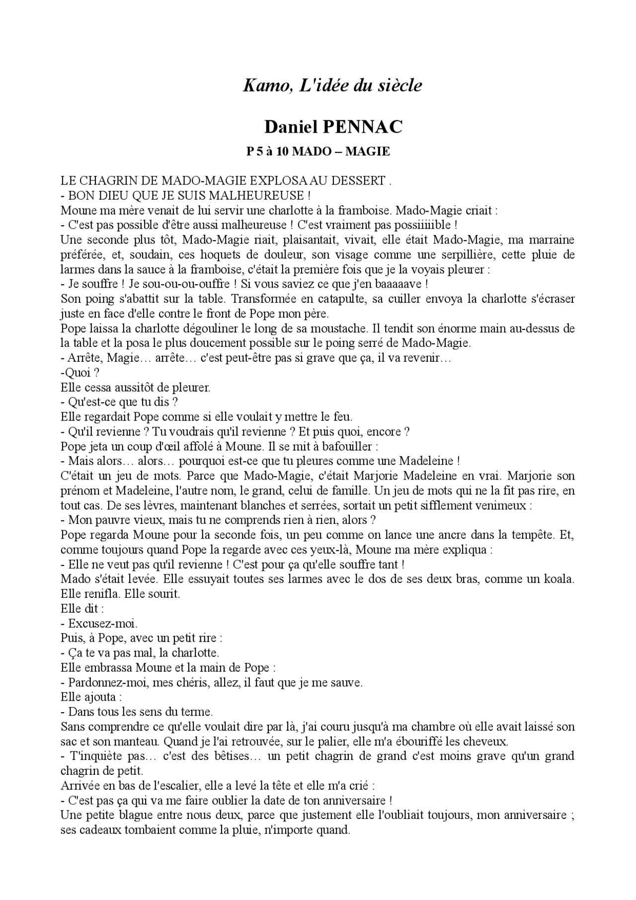 Kamo, L'idée du siècle Lectures Littérature française Docsity Kamo, L'idée du siècle Lectures Littérature française Docsity