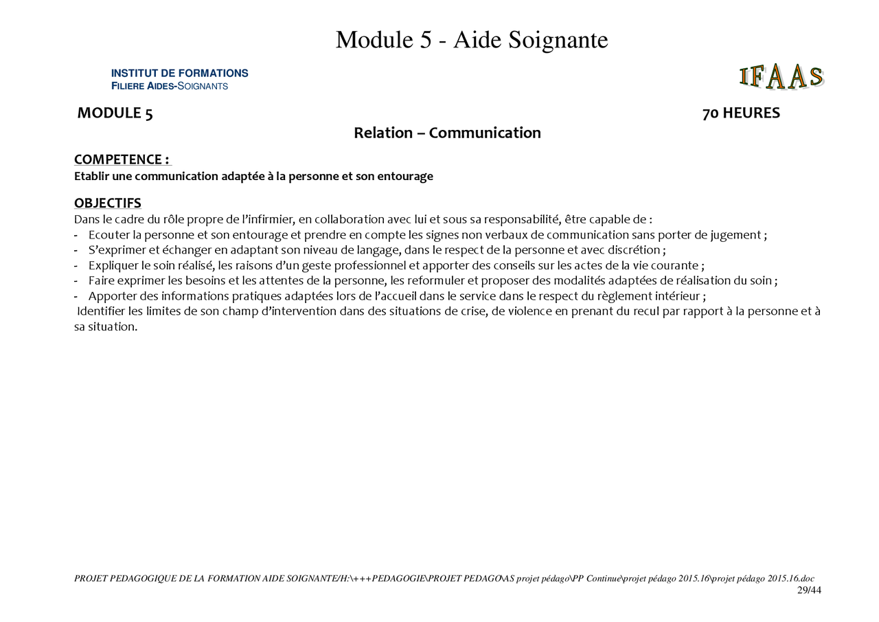 Page De Garde Dossier Module 5 Aide Soignante