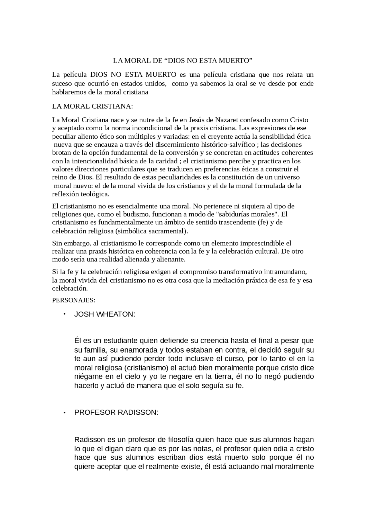 La Moral De Dios No Esta Muerto Docsity