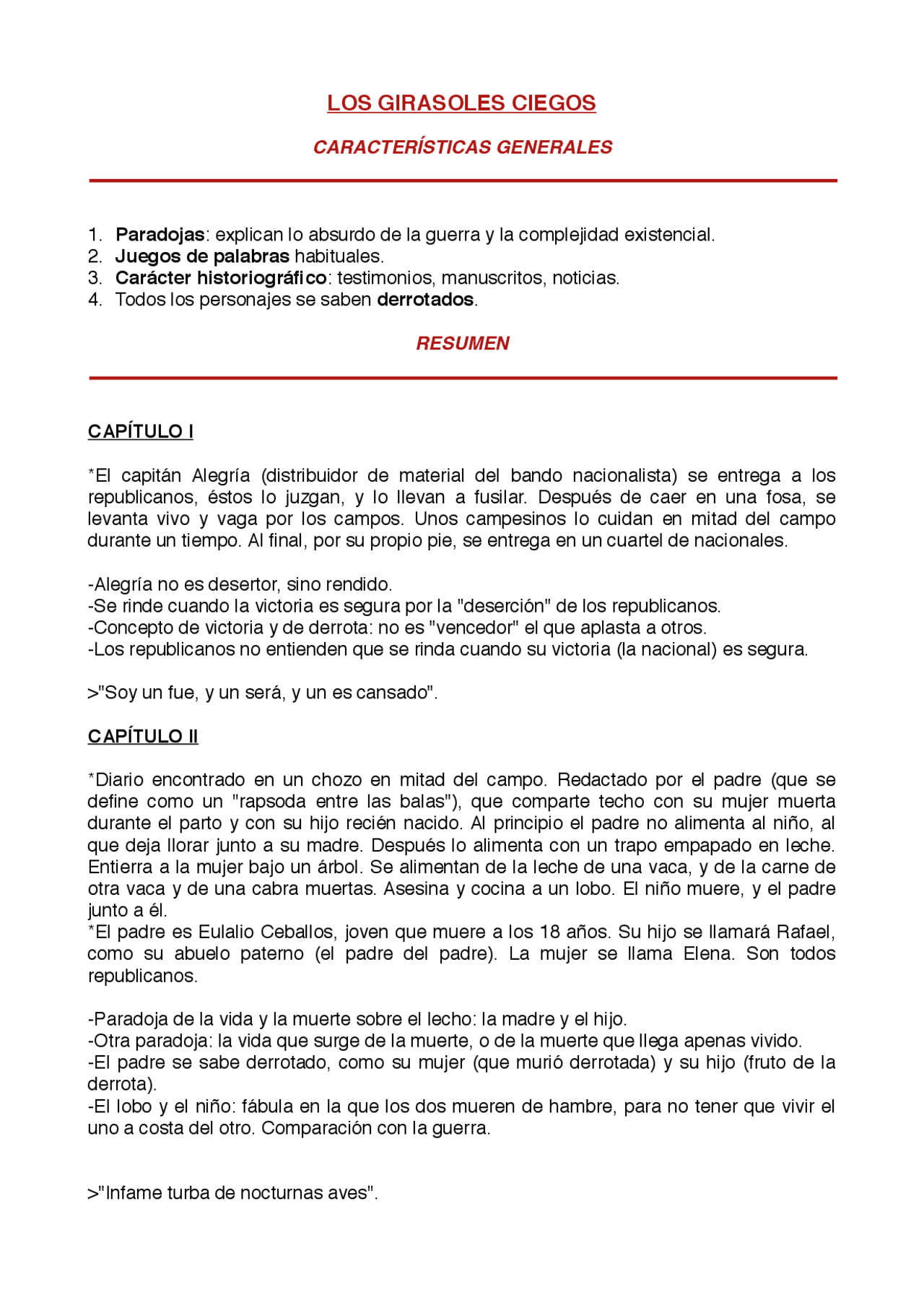 Resumen De Girasoles Ciegos Docsity