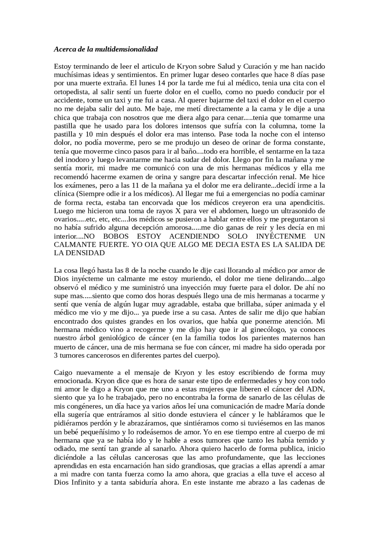 ACERCA DE LA MULTIDIMENSIONALIDAD - Docsity
