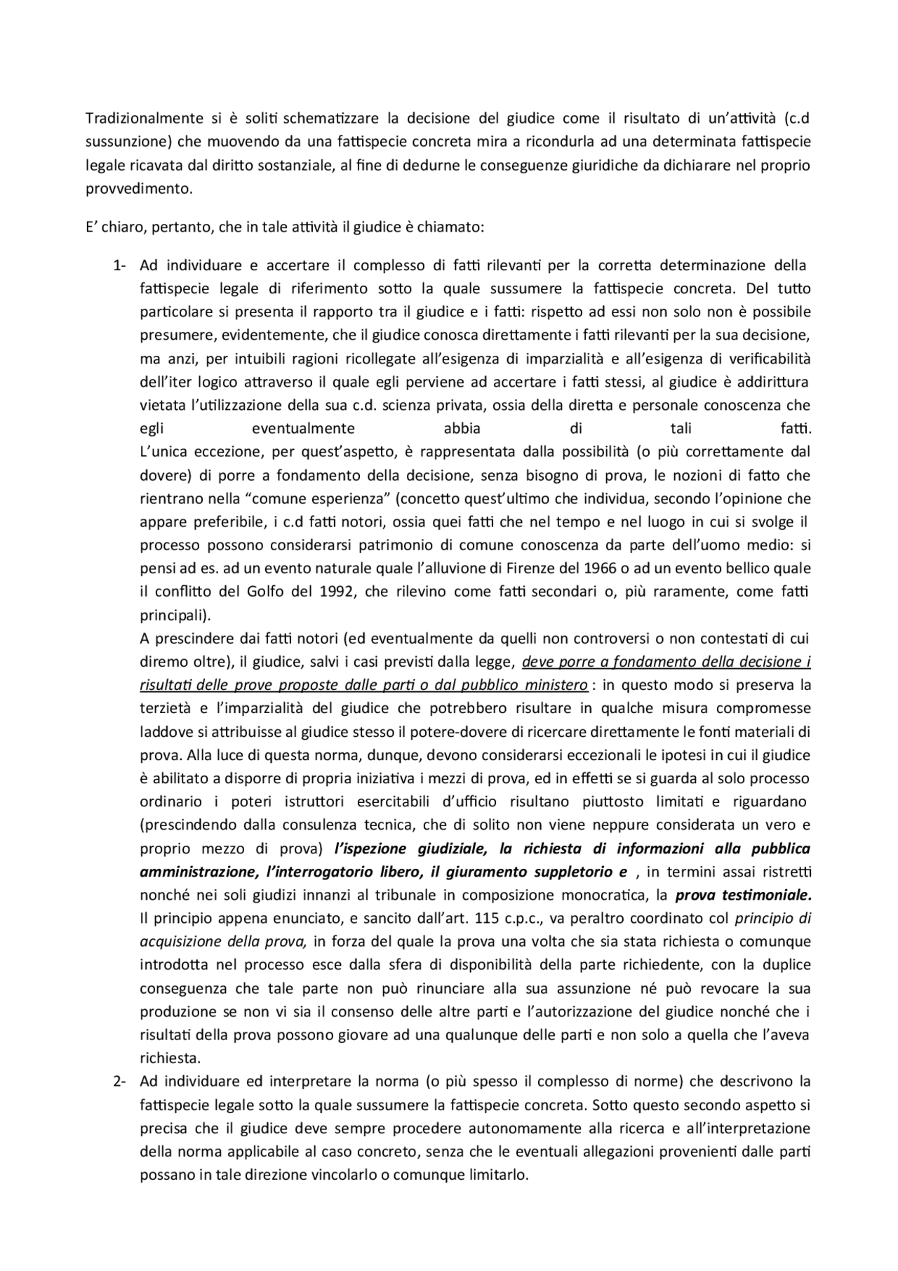 La prova CAP 7 -- procedura civile - Docsity