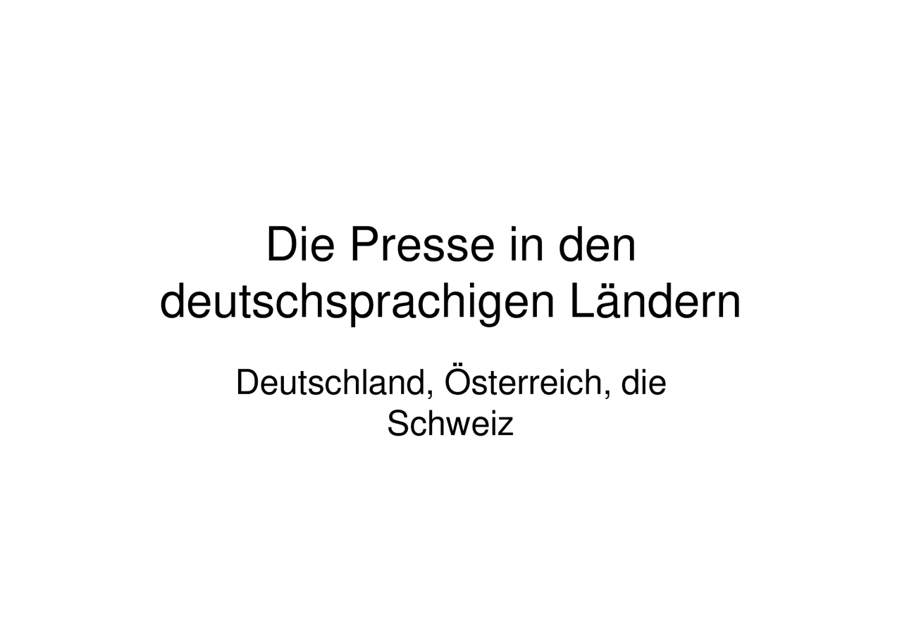 La Stampa dei Paesi germanofoni Docsity