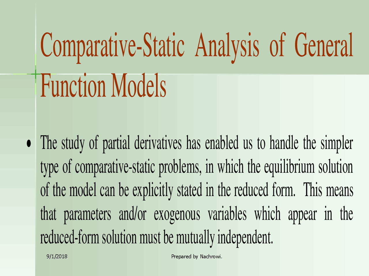 Lecture 1 - Comparative Static Analysis General Functions | Lecture ...
