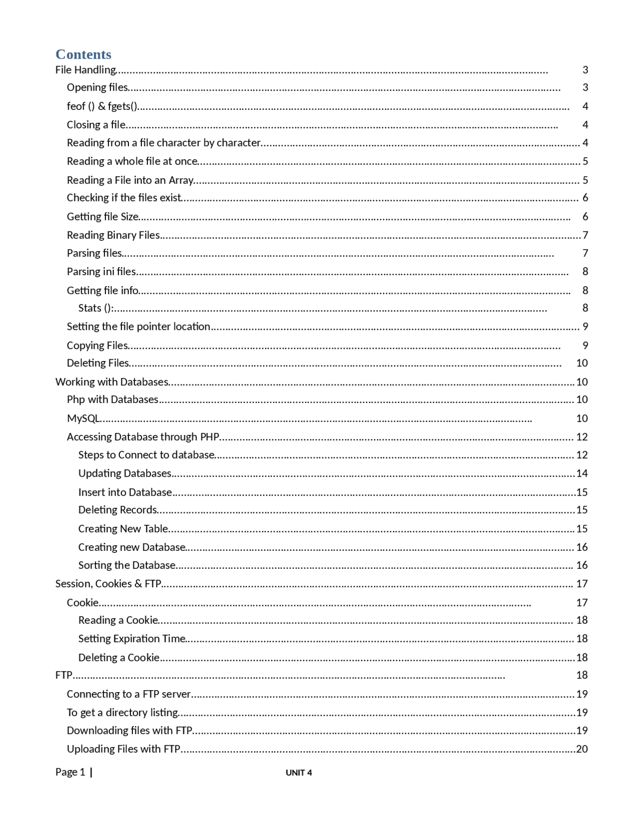 PHP class notes-unit 4 - Docsity