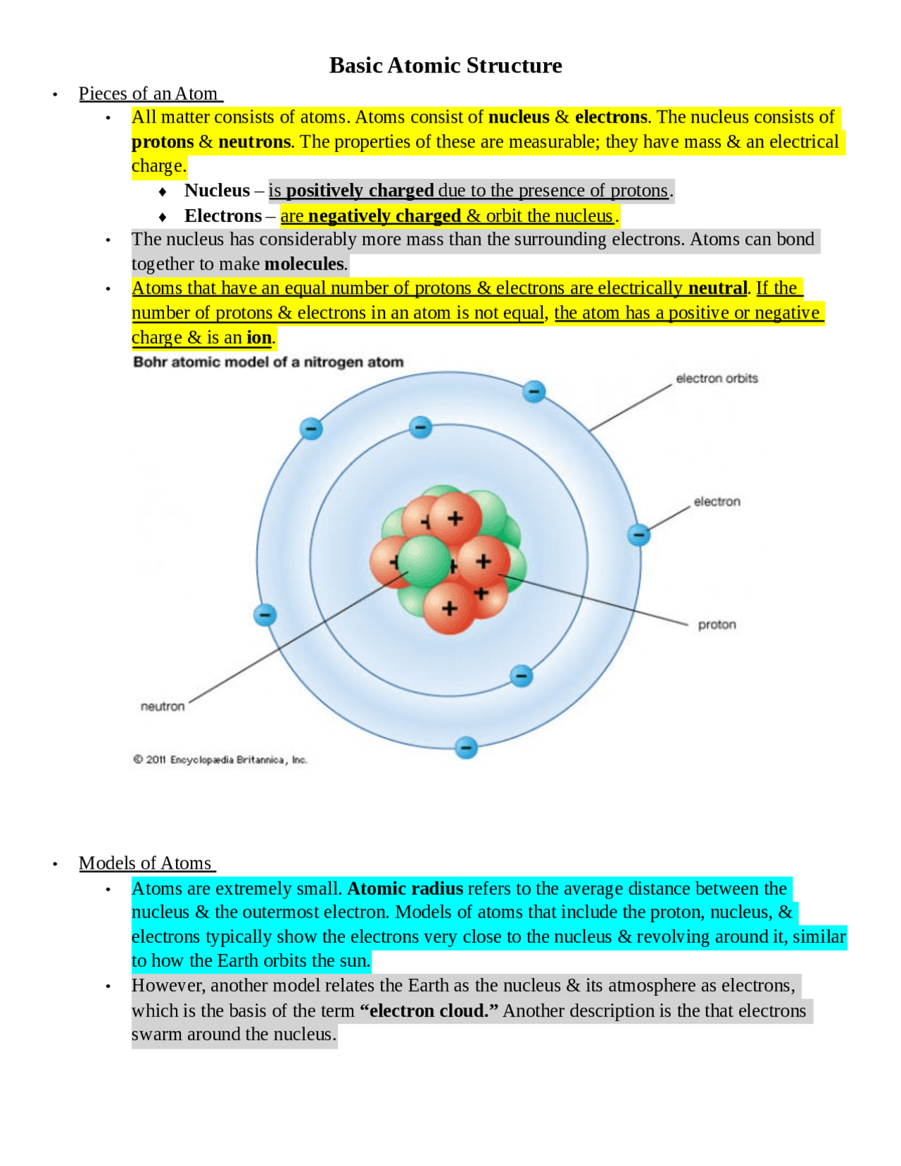 Study Guide: Atomic Structure | Study Guides, Projects, Research ...