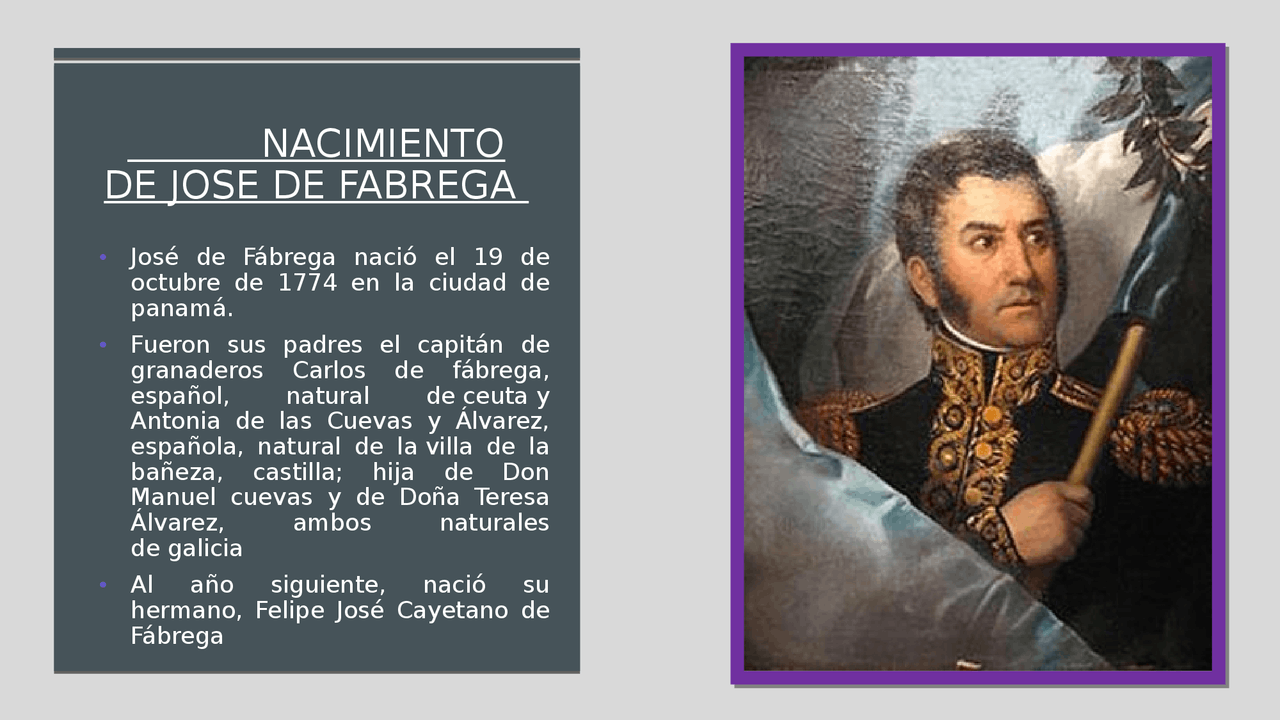 José de Fábrega su vida Docsity