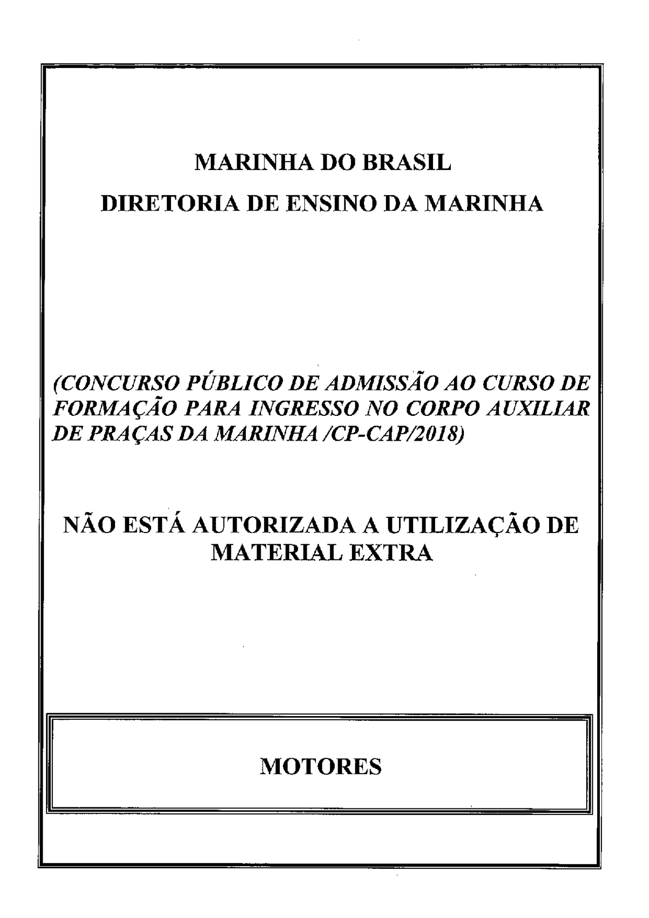 PROVA CAP MARINHA 2018 | Provas Matérias técnicas - Docsity