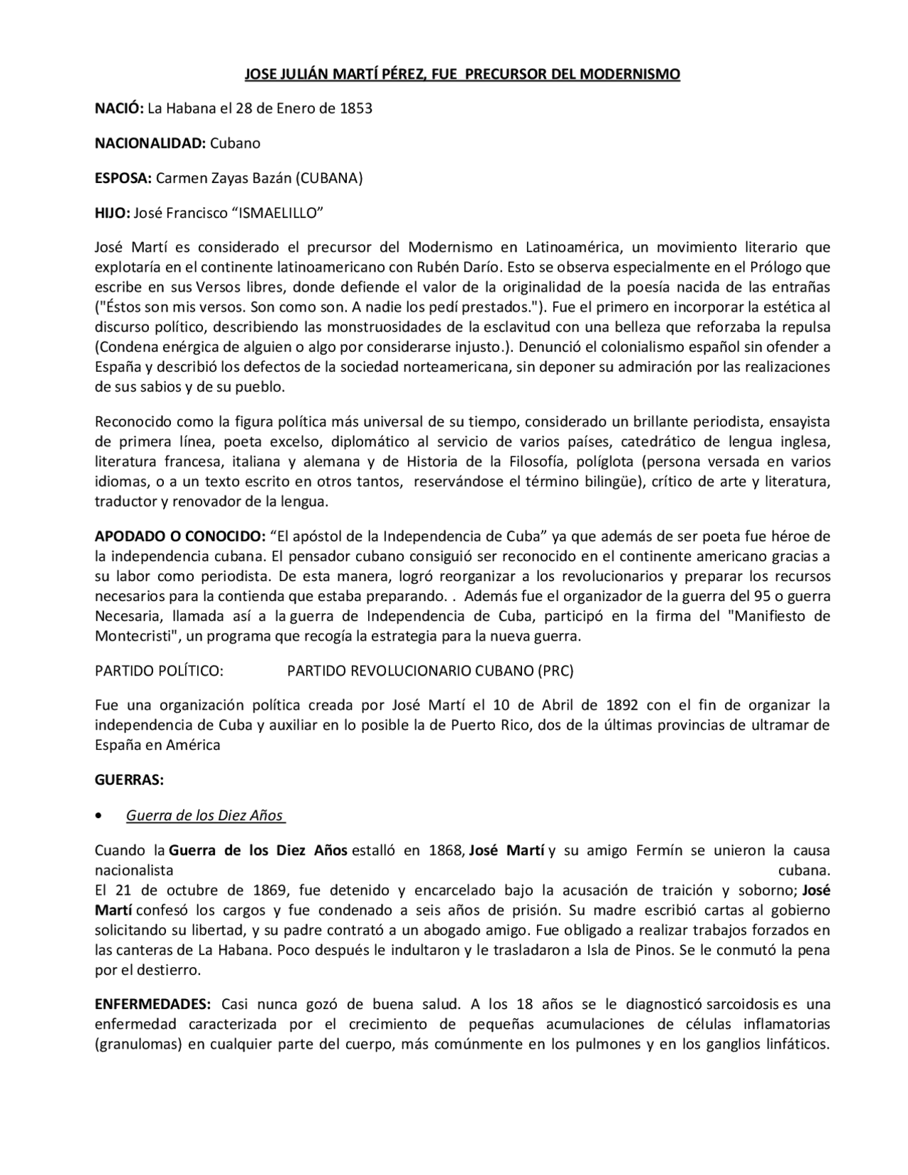Jose Julian Marti Perez Docsity
