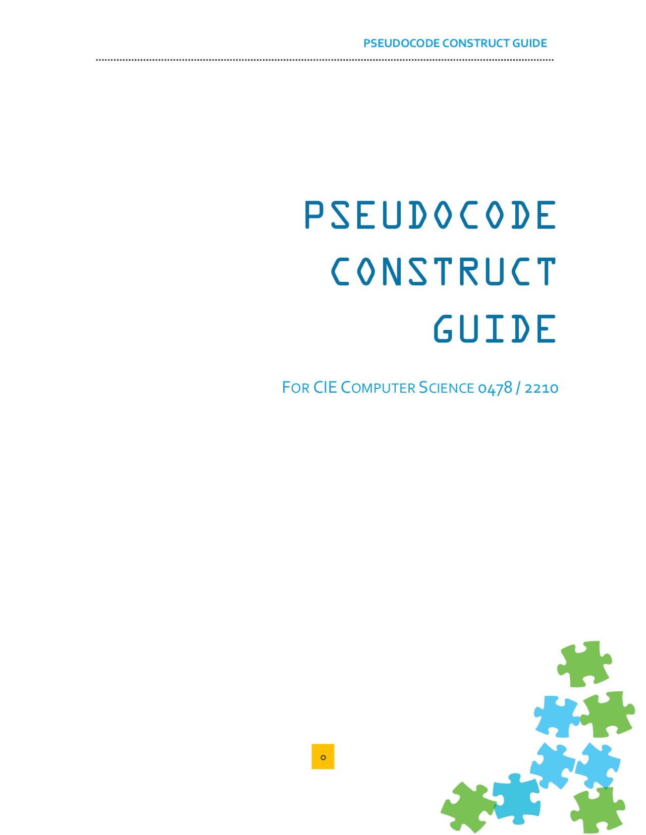 Pseudo-code Guide for 2210 Computer Science O Levels - Docsity