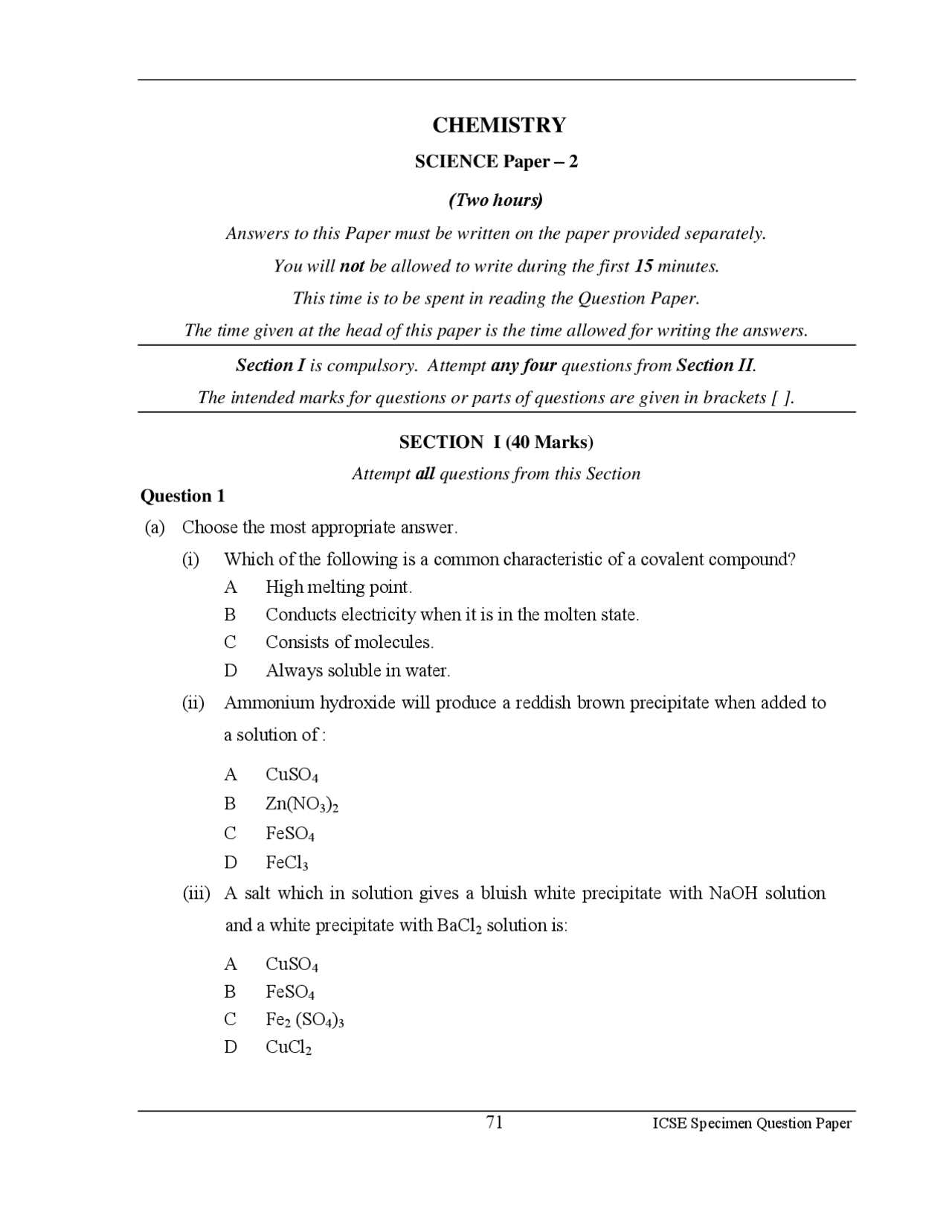 Test Questionary Paper Example Sample question papers - Docsity