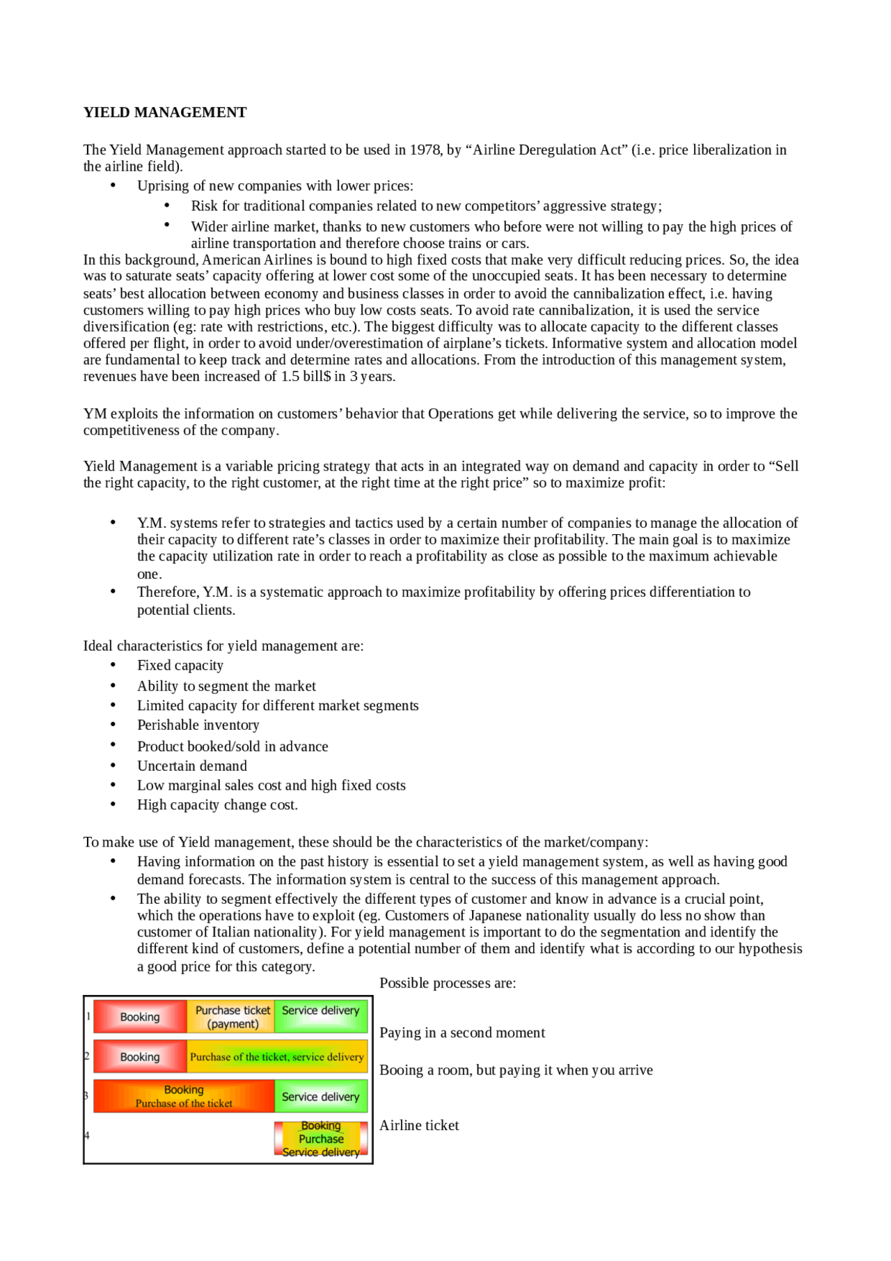 Yield management notes - Docsity