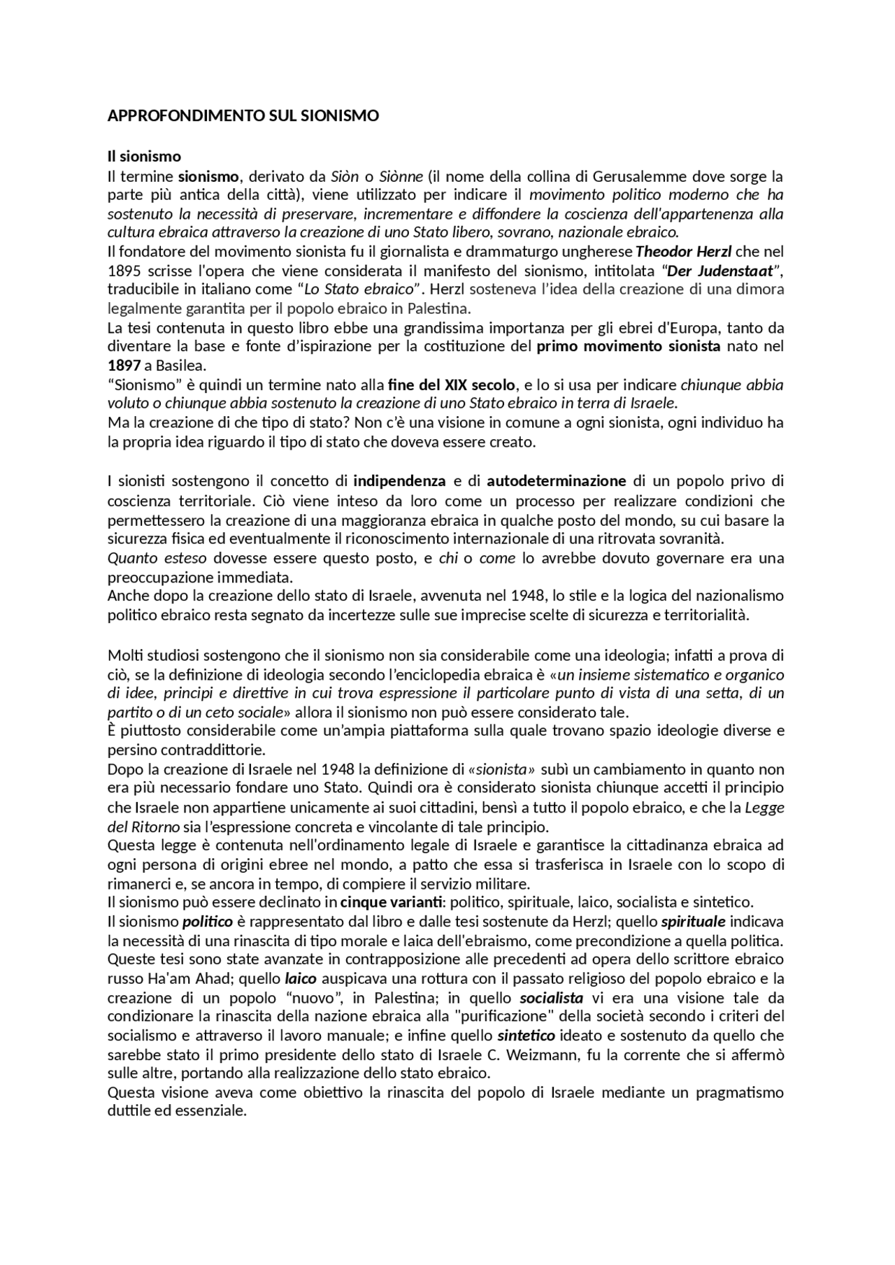 Fenomeno Del Sionismo Docsity