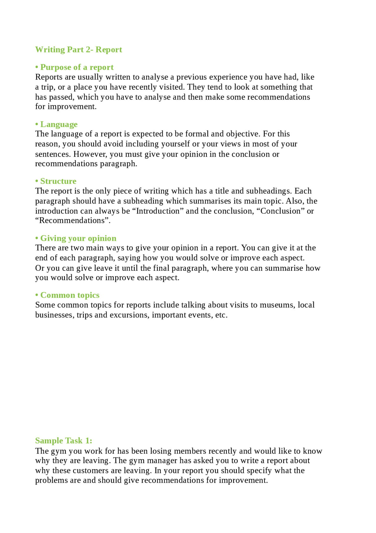 Writing FCE Part 2 Report Docsity