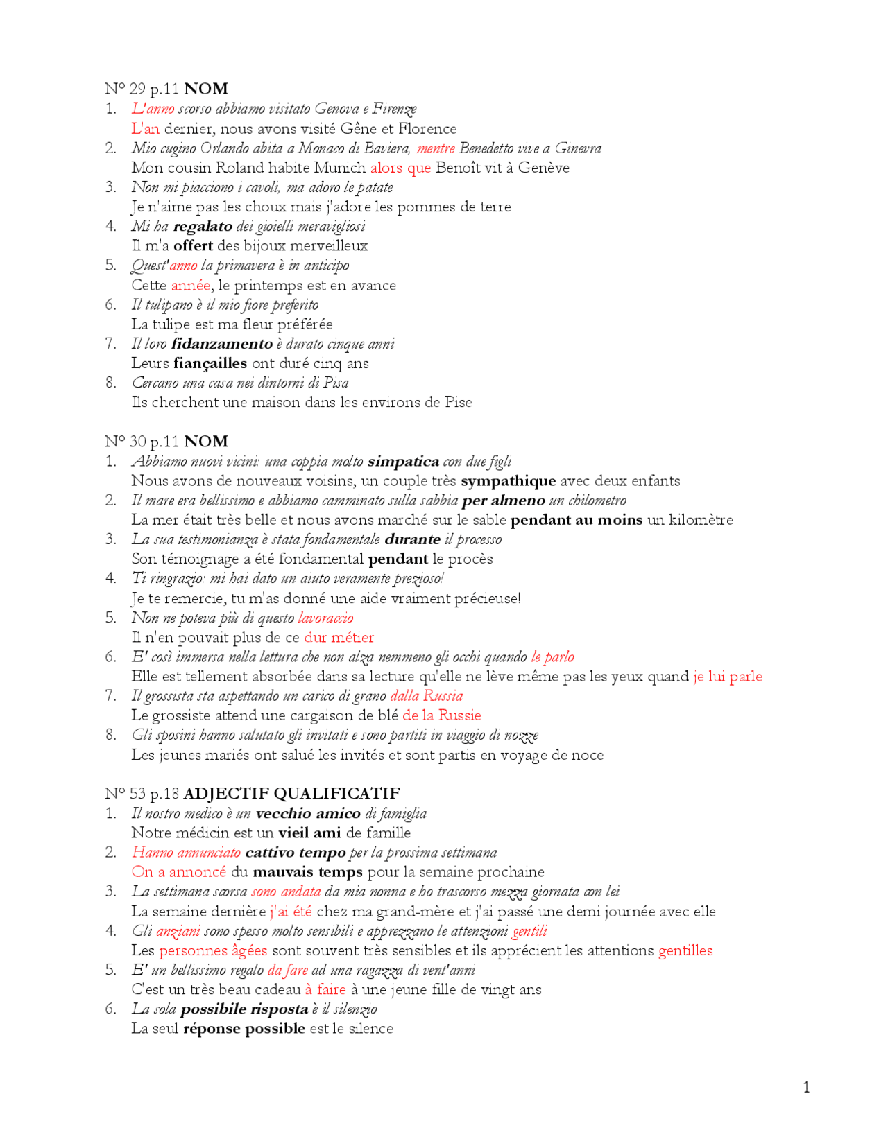 Esercizi di traduzione Francese-Italiano-Francese | Esercizi di Lingua