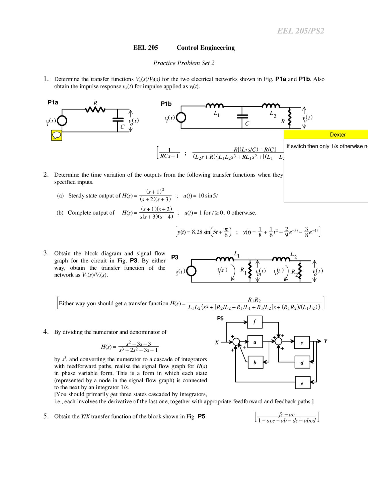 COntrol System tutorials academic year 2017 - Docsity